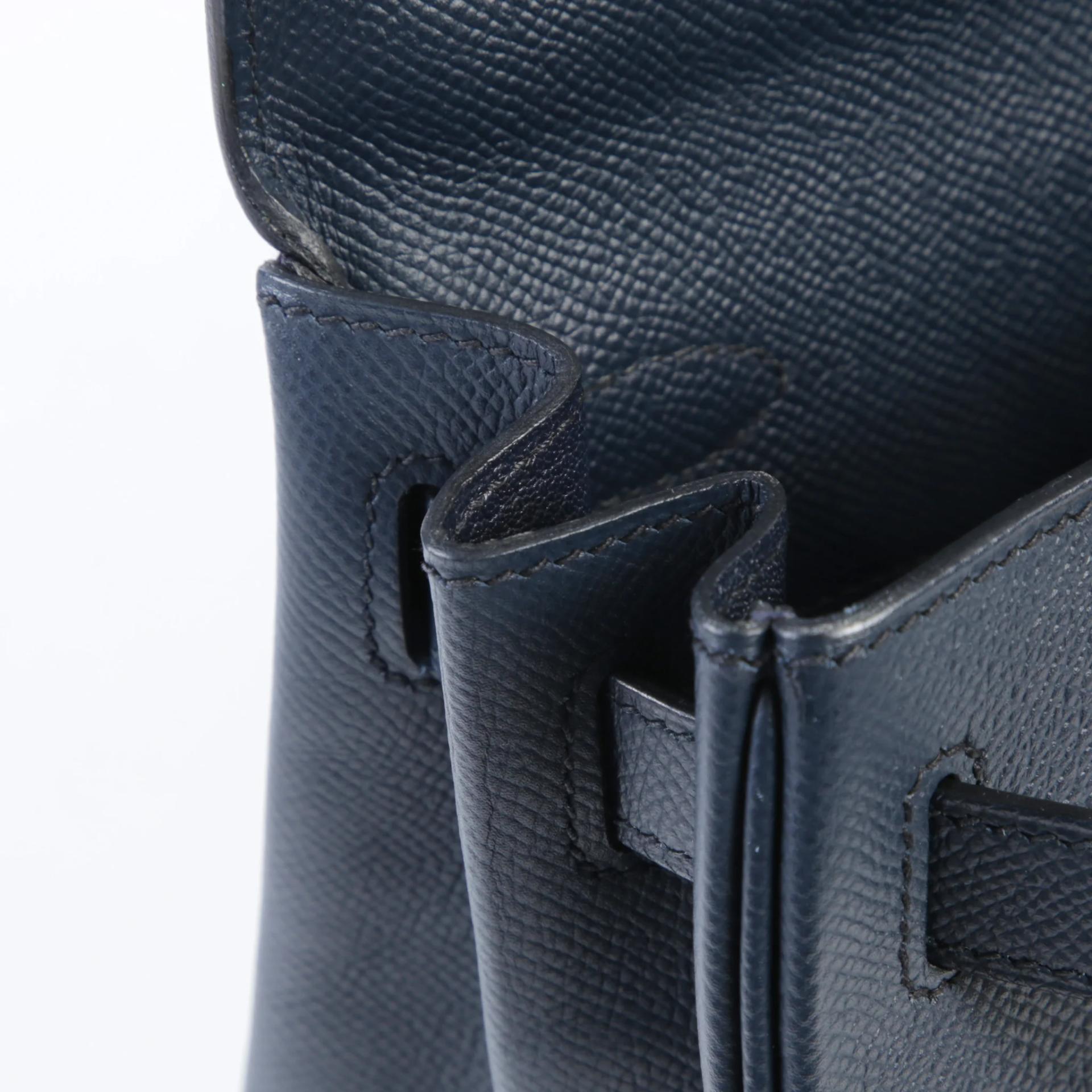 A美品 HERMÈS 愛馬仕 Kelly 28 2Z 午夜藍 Bleu Nuit Epsom牛皮 銀扣 X刻 2016年 - 12