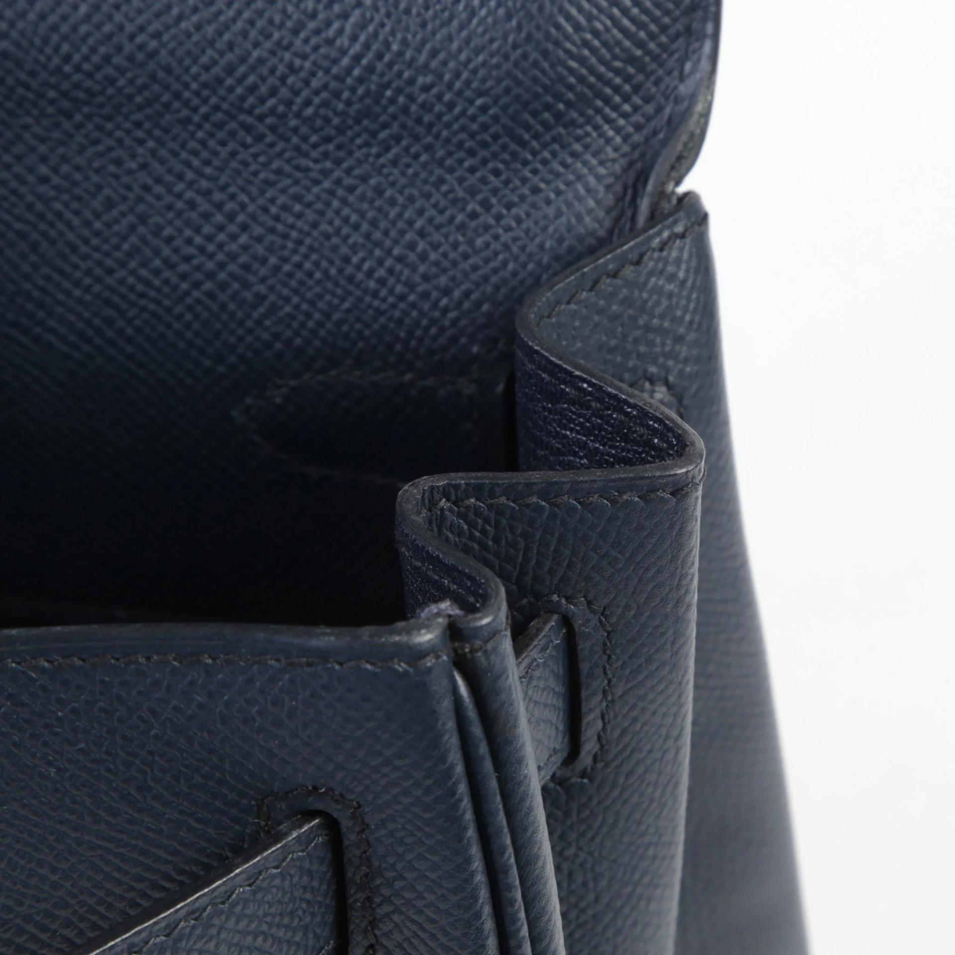 A美品 HERMÈS 愛馬仕 Kelly 28 2Z 午夜藍 Bleu Nuit Epsom牛皮 銀扣 X刻 2016年 - 11