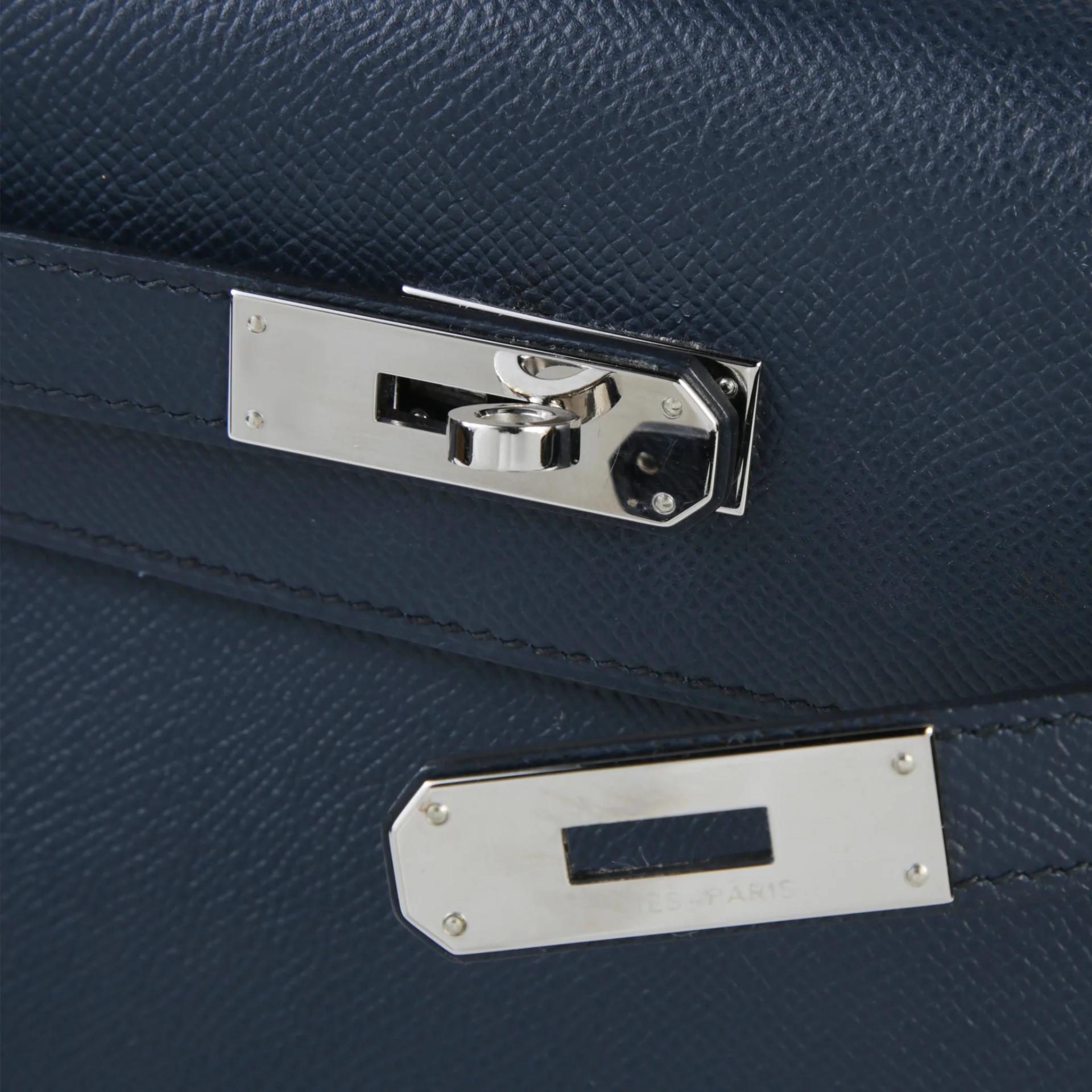 A美品 HERMÈS 愛馬仕 Kelly 28 2Z 午夜藍 Bleu Nuit Epsom牛皮 銀扣 X刻 2016年 - 8