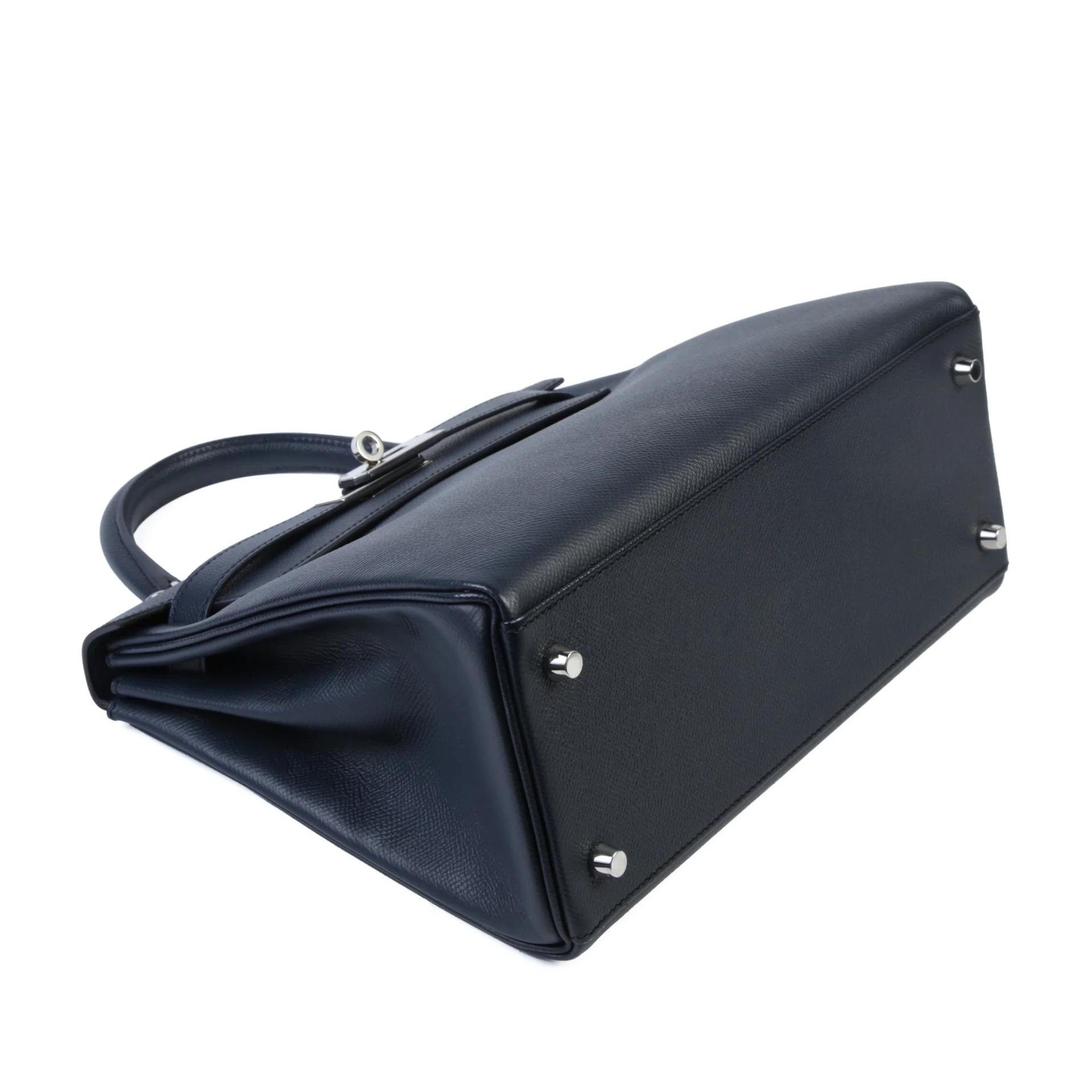 A美品 HERMÈS 愛馬仕 Kelly 28 2Z 午夜藍 Bleu Nuit Epsom牛皮 銀扣 X刻 2016年 - 4