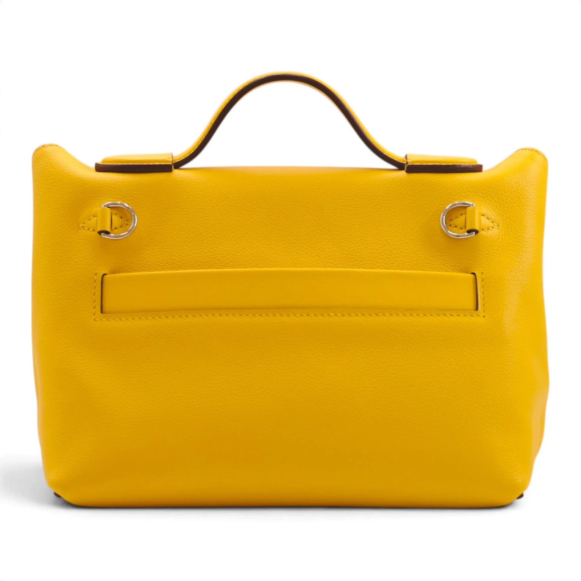 Very Good ( Rank A) HERMÈS 24/24 - 21 mini Jaune Ambre (9D) Evercolor Swift Palladium hardware U (2022) - 2