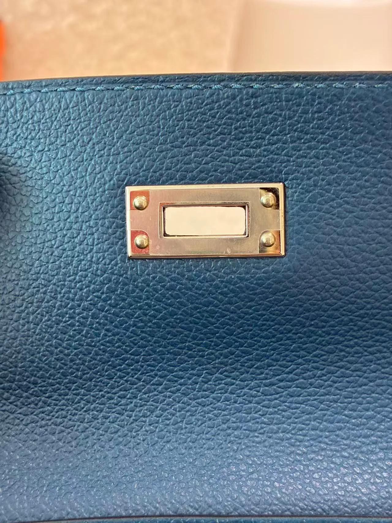 Excellent ( Rank SA ) HERMÈS Kelly Danse Deep Blue (S4) Evercolor Palladium hardware D (2019) - 18