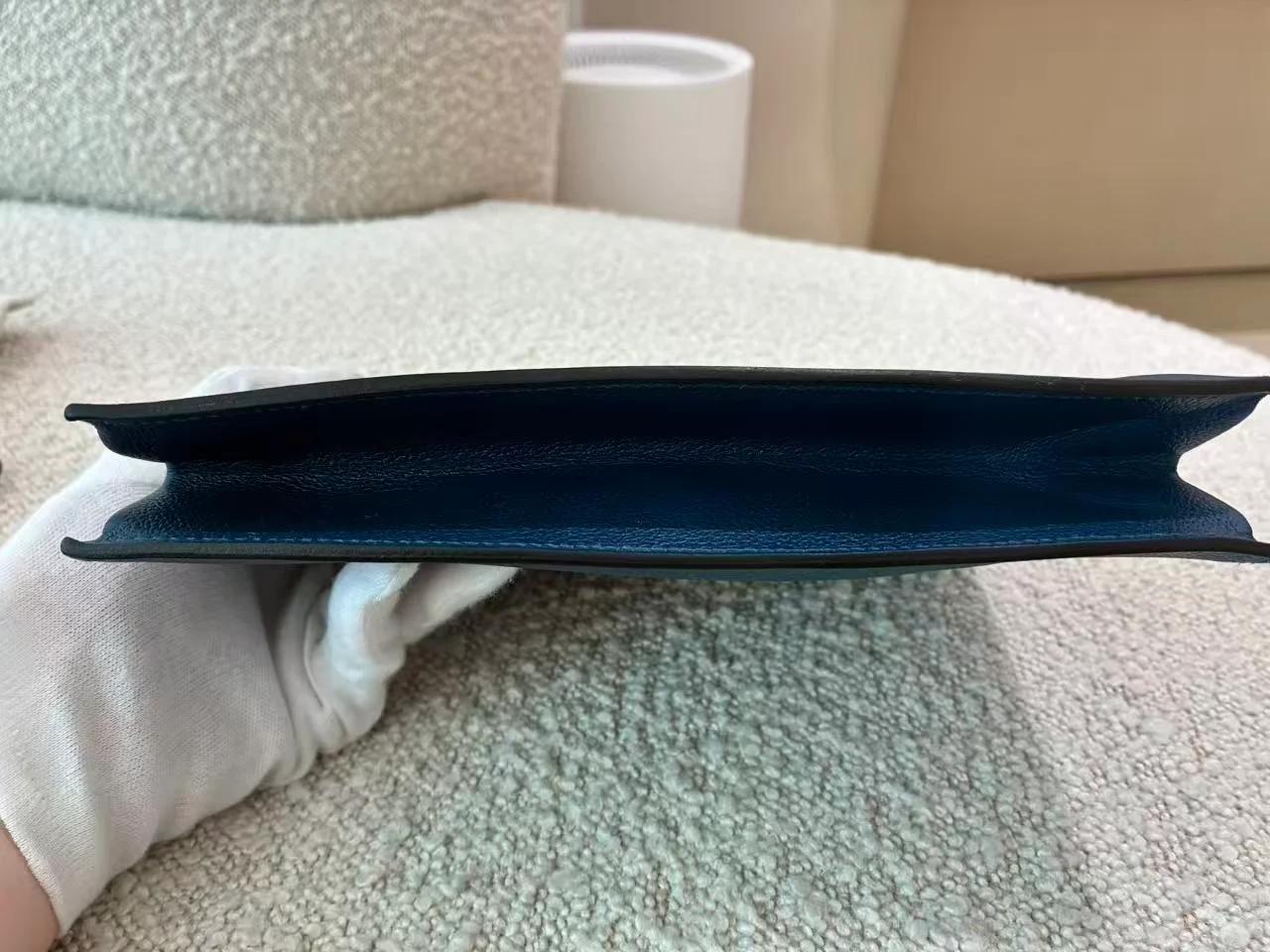 Excellent ( Rank SA ) HERMÈS Kelly Danse Deep Blue (S4) Evercolor Palladium hardware D (2019) - 11