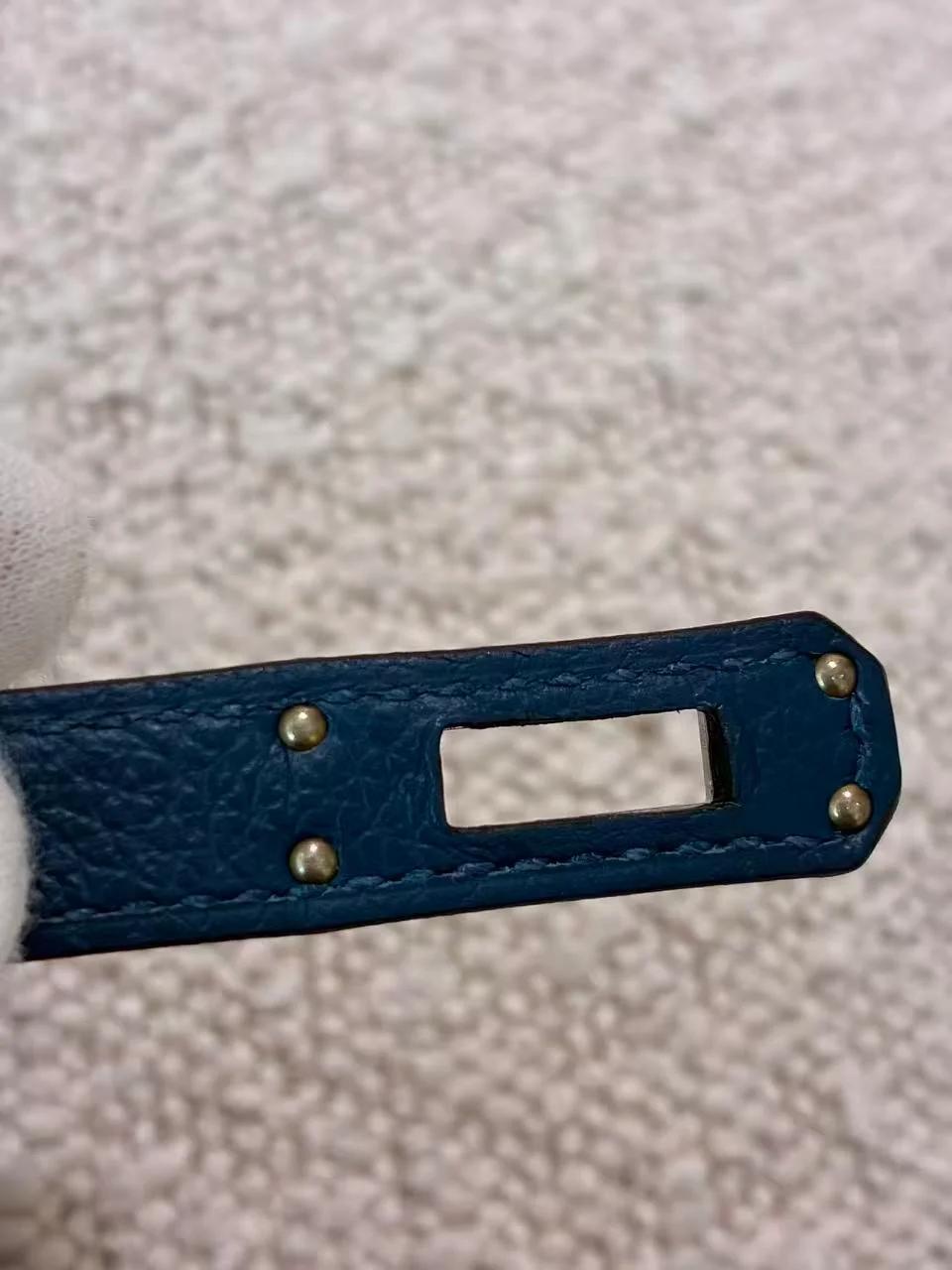 Excellent ( Rank SA ) HERMÈS Kelly Danse Deep Blue (S4) Evercolor Palladium hardware D (2019) - 16