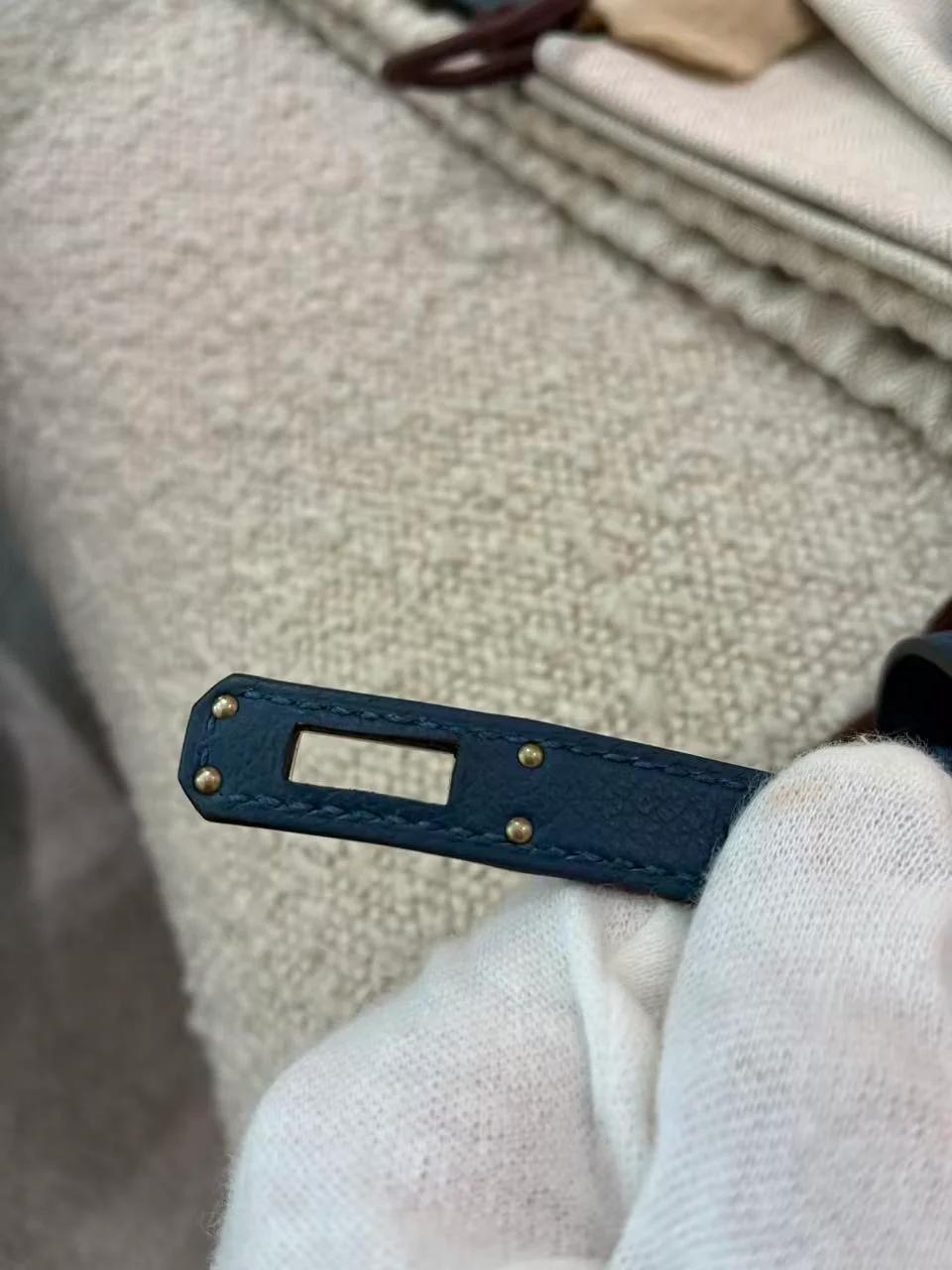 Excellent ( Rank SA ) HERMÈS Kelly Danse Deep Blue (S4) Evercolor Palladium hardware D (2019) - 14