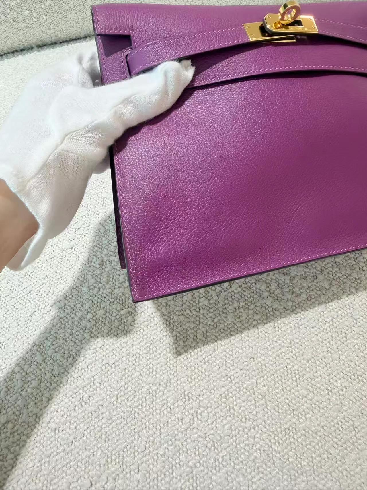 Very Good ( Rank A) HERMÈS Kelly Danse Anemone (P9) Evercolor Gold hardware D (2019) - 13