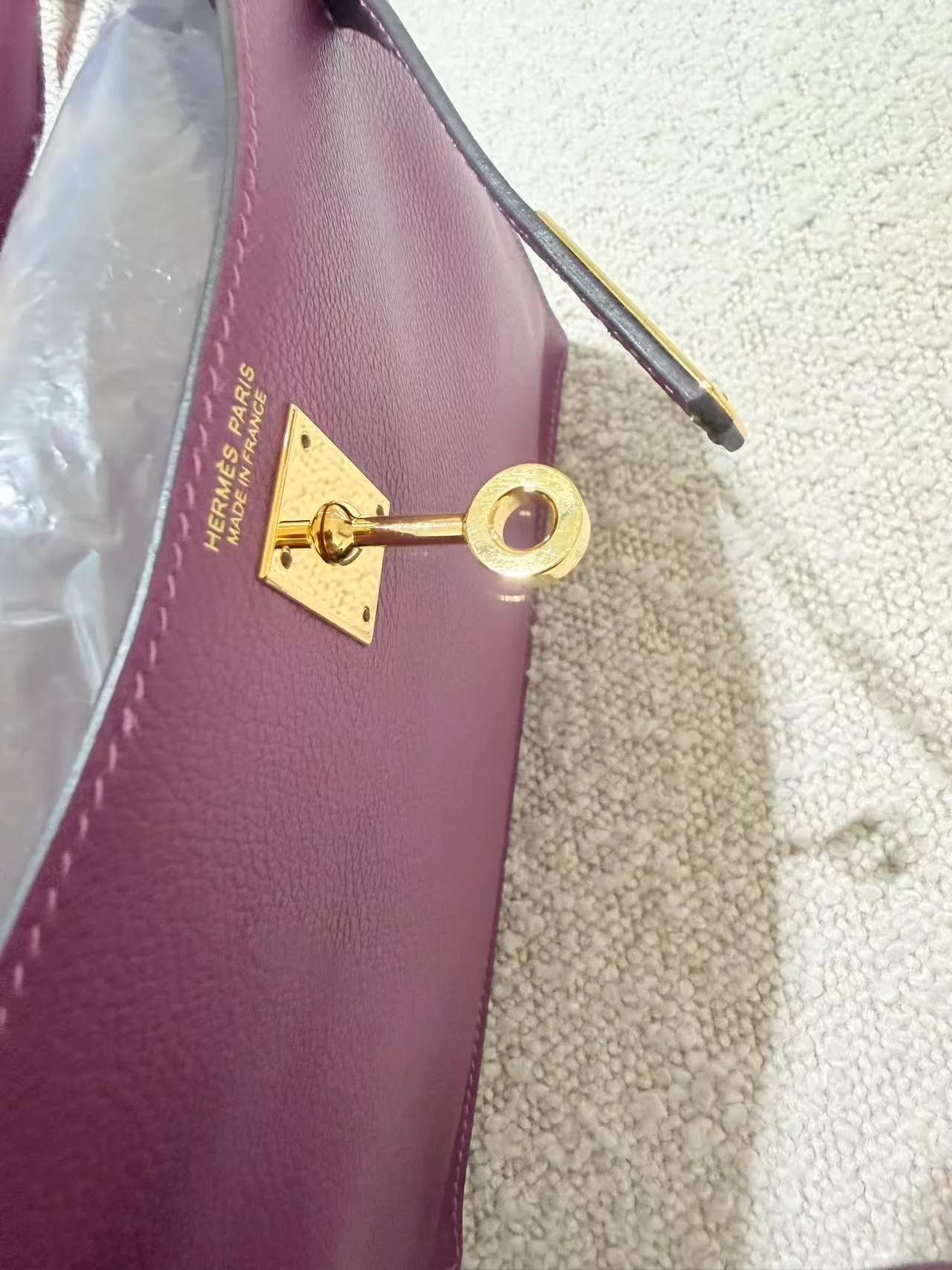 Very Good ( Rank A) HERMÈS Kelly Danse Anemone (P9) Evercolor Gold hardware D (2019) - 16