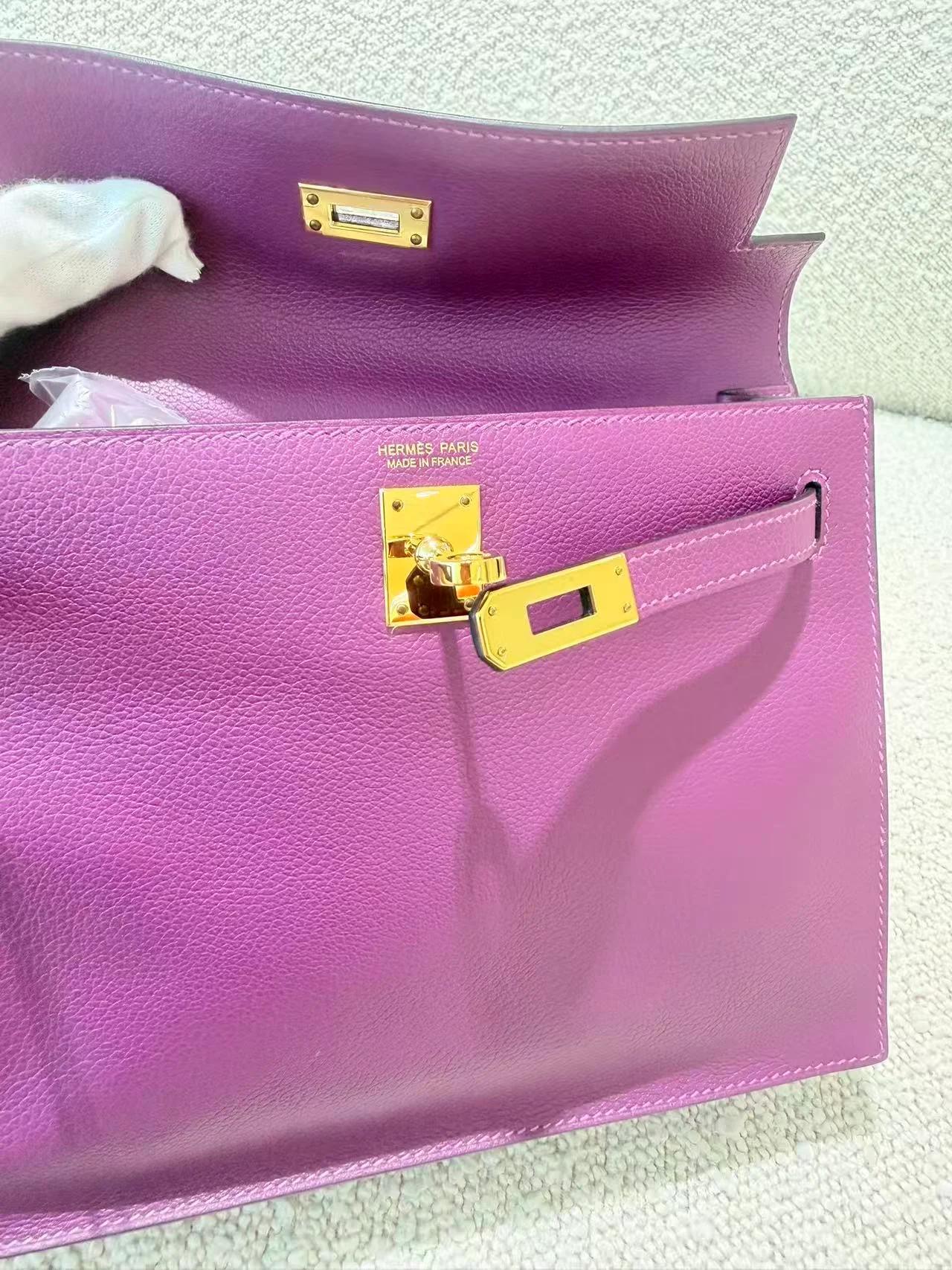 Very Good ( Rank A) HERMÈS Kelly Danse Anemone (P9) Evercolor Gold hardware D (2019) - 18