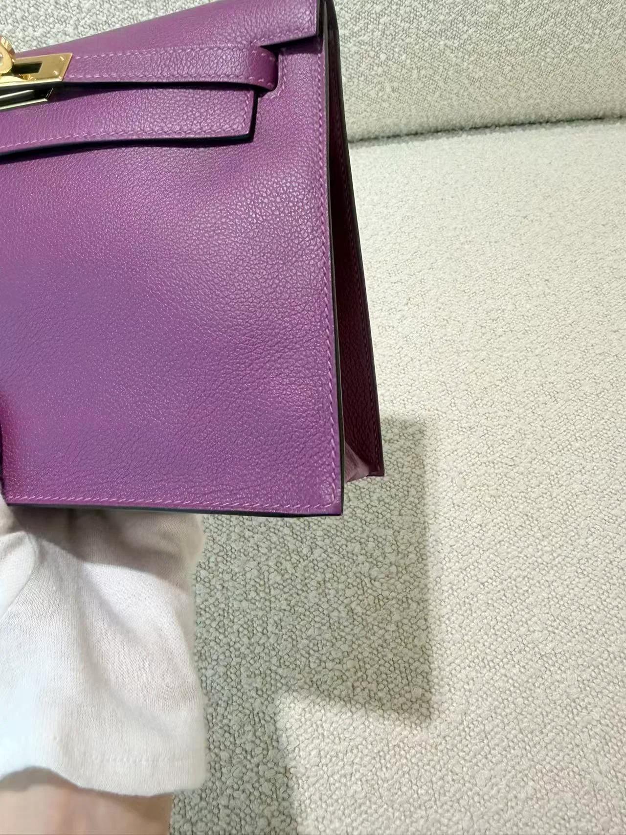 Very Good ( Rank A) HERMÈS Kelly Danse Anemone (P9) Evercolor Gold hardware D (2019) - 12