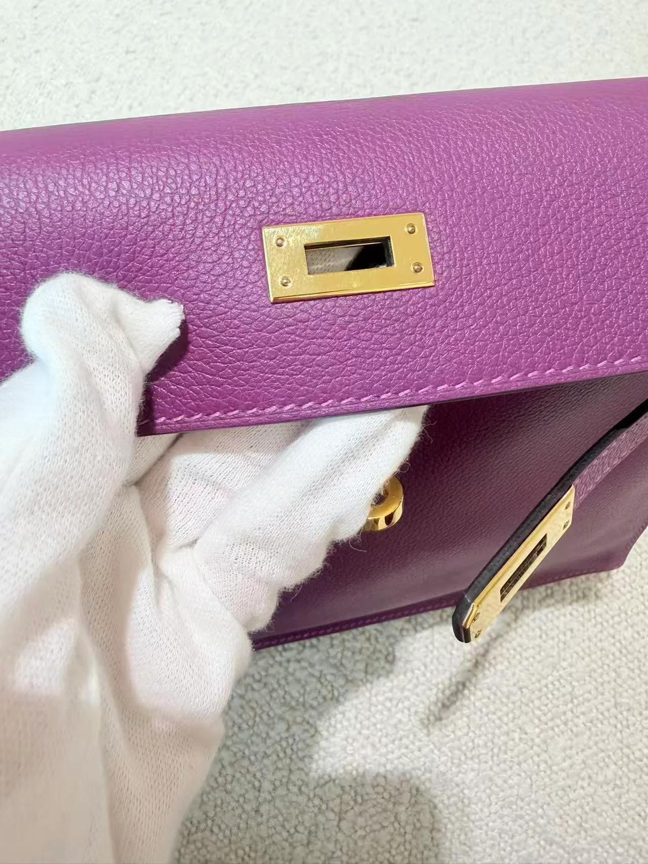Very Good ( Rank A) HERMÈS Kelly Danse Anemone (P9) Evercolor Gold hardware D (2019) - 17