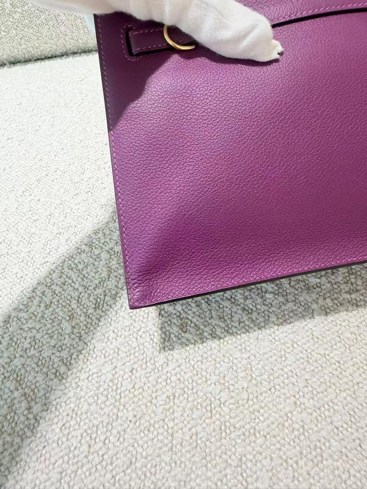 Very Good ( Rank A) HERMÈS Kelly Danse Anemone (P9) Evercolor Gold hardware D (2019) - 15