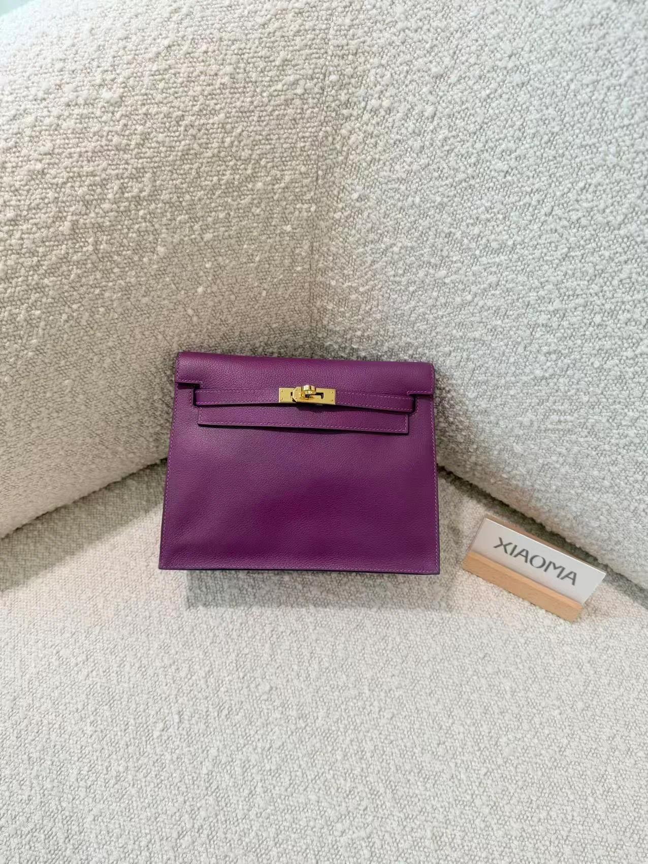 Very Good ( Rank A) HERMÈS Kelly Danse Anemone (P9) Evercolor Gold hardware D (2019) - 3