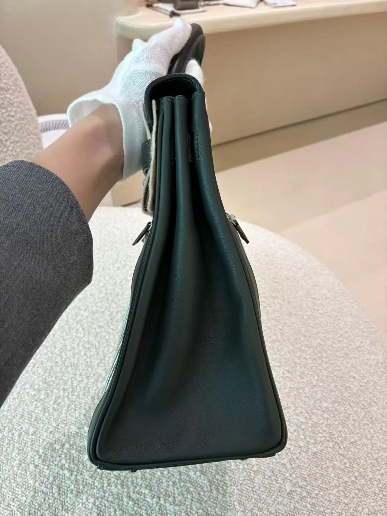 Very Good ( Rank A) HERMÈS Kelly Lakis 35 Vert Anglais (2Q) Swift Toile H canvas Palladium hardware X (2016) - 8