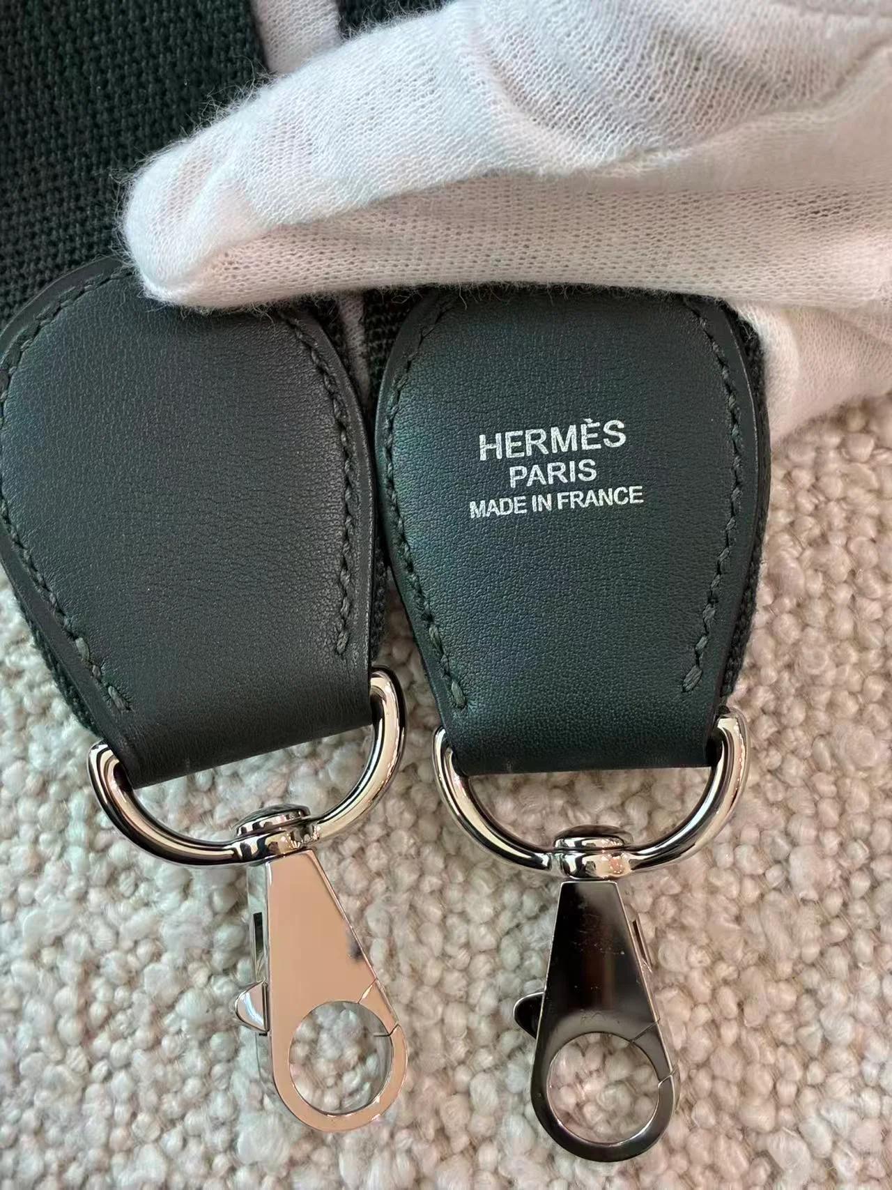 Very Good ( Rank A) HERMÈS Kelly Lakis 35 Vert Anglais (2Q) Swift Toile H canvas Palladium hardware X (2016) - 35