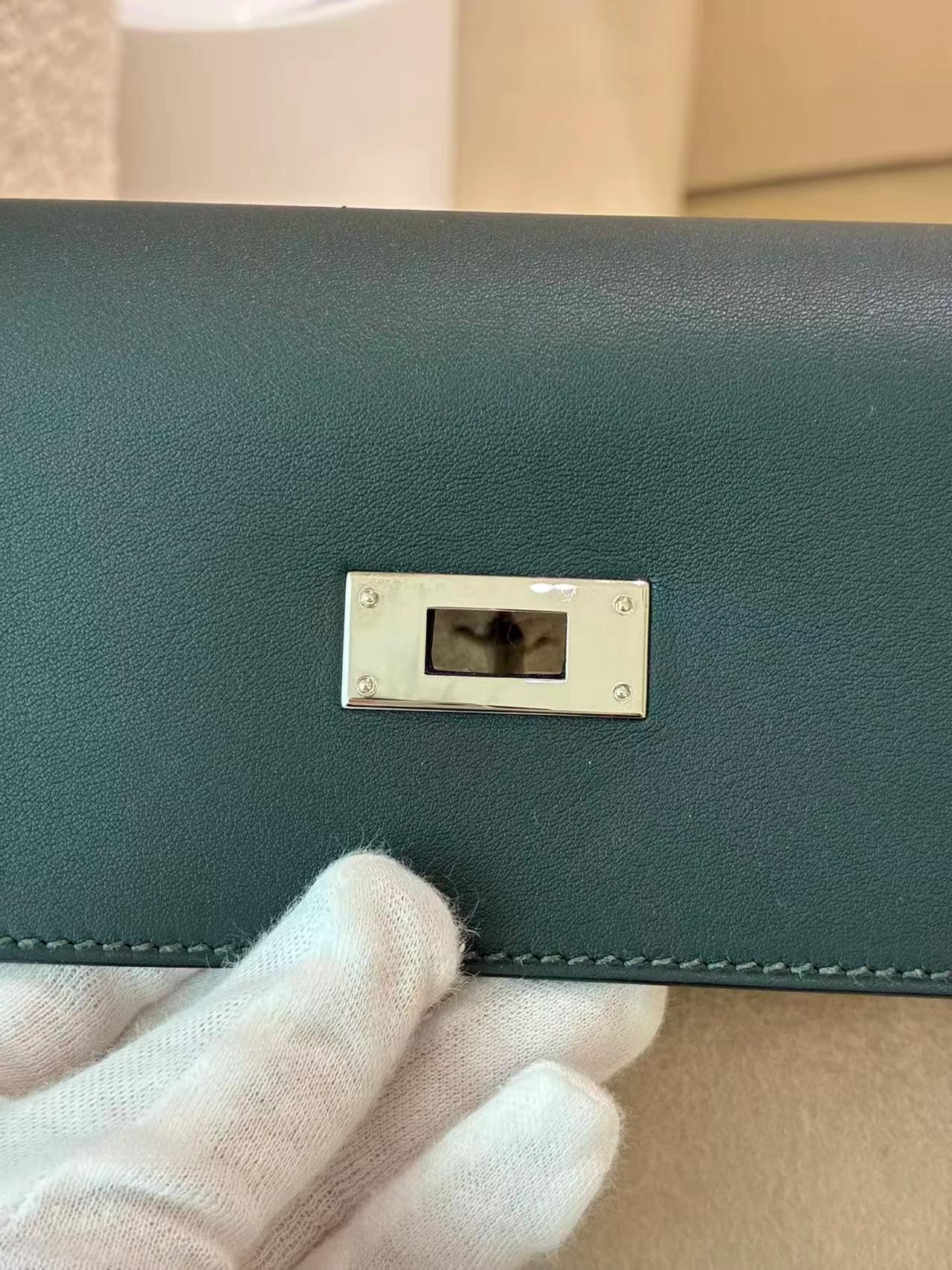 Very Good ( Rank A) HERMÈS Kelly Lakis 35 Vert Anglais (2Q) Swift Toile H canvas Palladium hardware X (2016) - 22