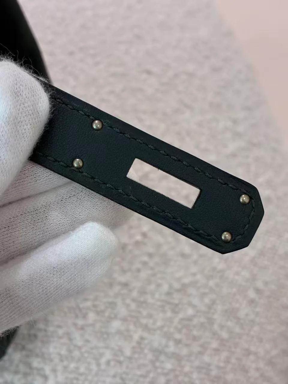 Very Good ( Rank A) HERMÈS Kelly Lakis 35 Vert Anglais (2Q) Swift Toile H canvas Palladium hardware X (2016) - 21