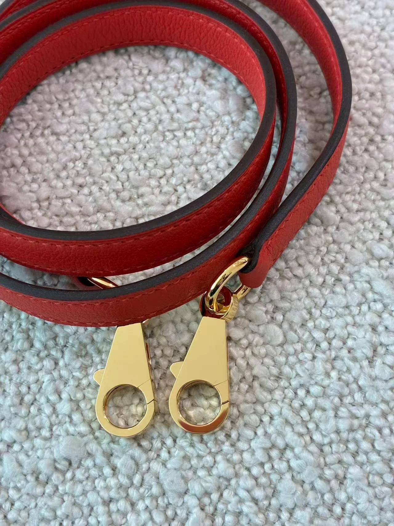 Very Good ( Rank A) HERMÈS Kelly 28 Verso Rouge H (55) Capucine (9T) Evercolor Gold hardware C (2018) - 33