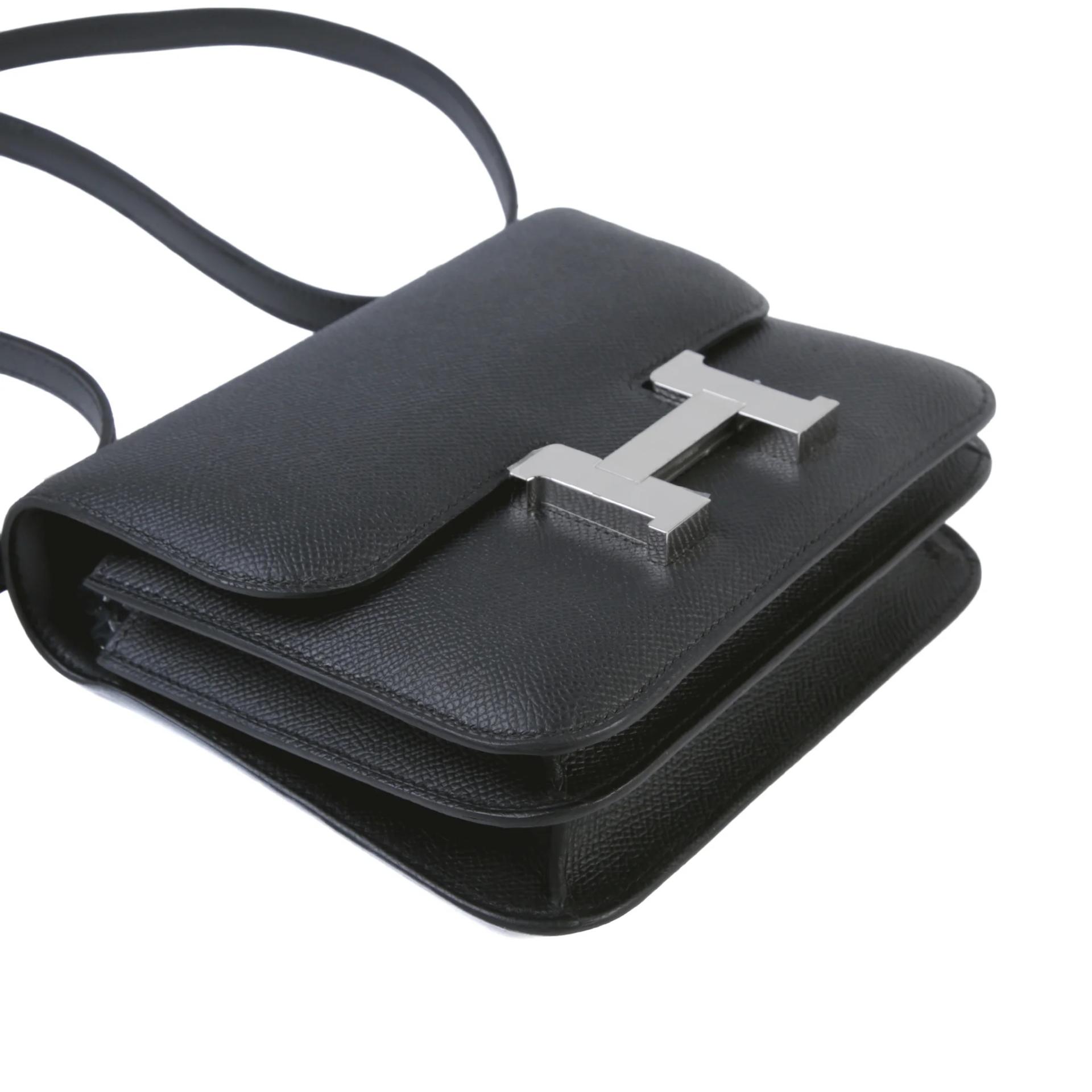 Brand New ( Rank N ) HERMÈS Constance Mini 19 Mirror Noir (89) Epsom Palladium hardware G (2026) - 4