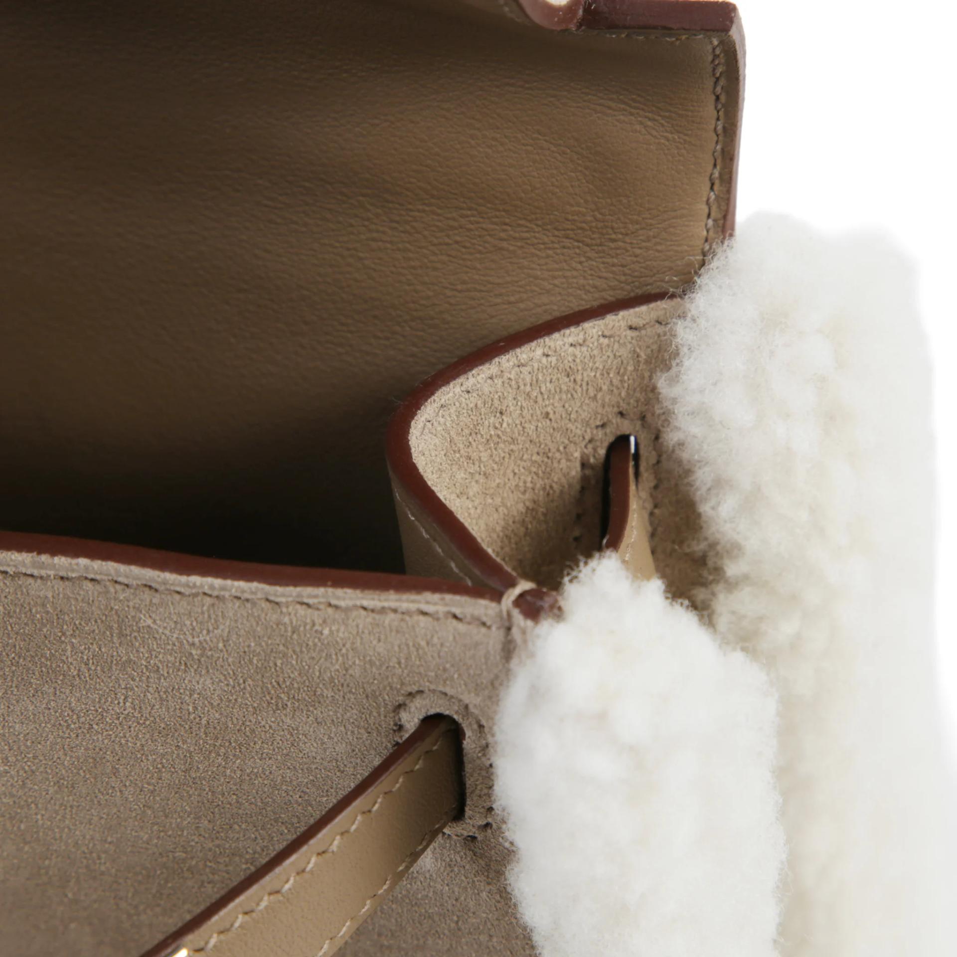 Unused ( Rank NS ) HERMÈS Limited Edition Mini Kelly II Teddy Etoupe (18) Grizzly Swift Palladium hardware B (2023) - 12