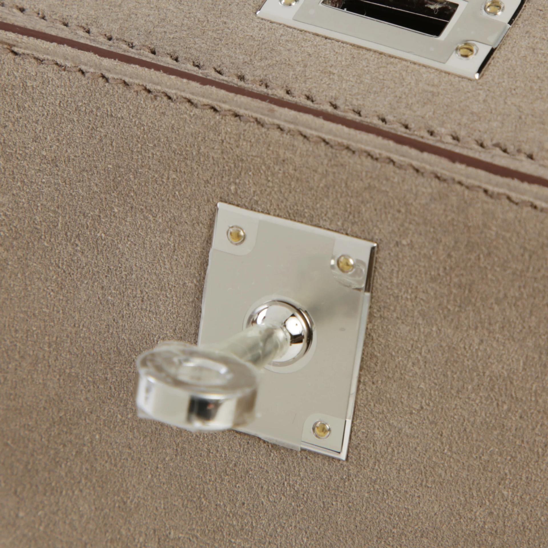 Unused ( Rank NS ) HERMÈS Limited Edition Mini Kelly II Teddy Etoupe (18) Grizzly Swift Palladium hardware B (2023) - 9