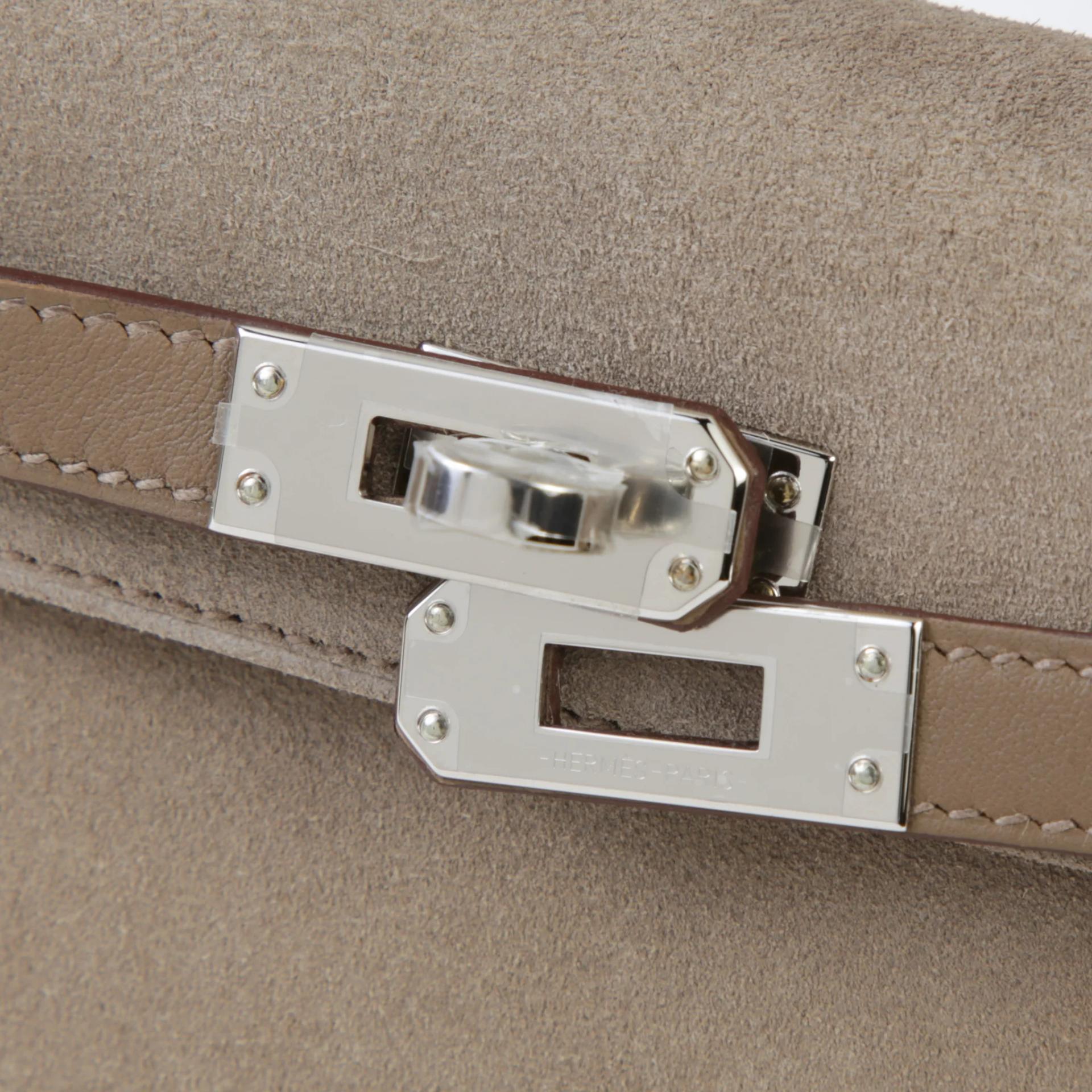 Unused ( Rank NS ) HERMÈS Limited Edition Mini Kelly II Teddy Etoupe (18) Grizzly Swift Palladium hardware B (2023) - 8