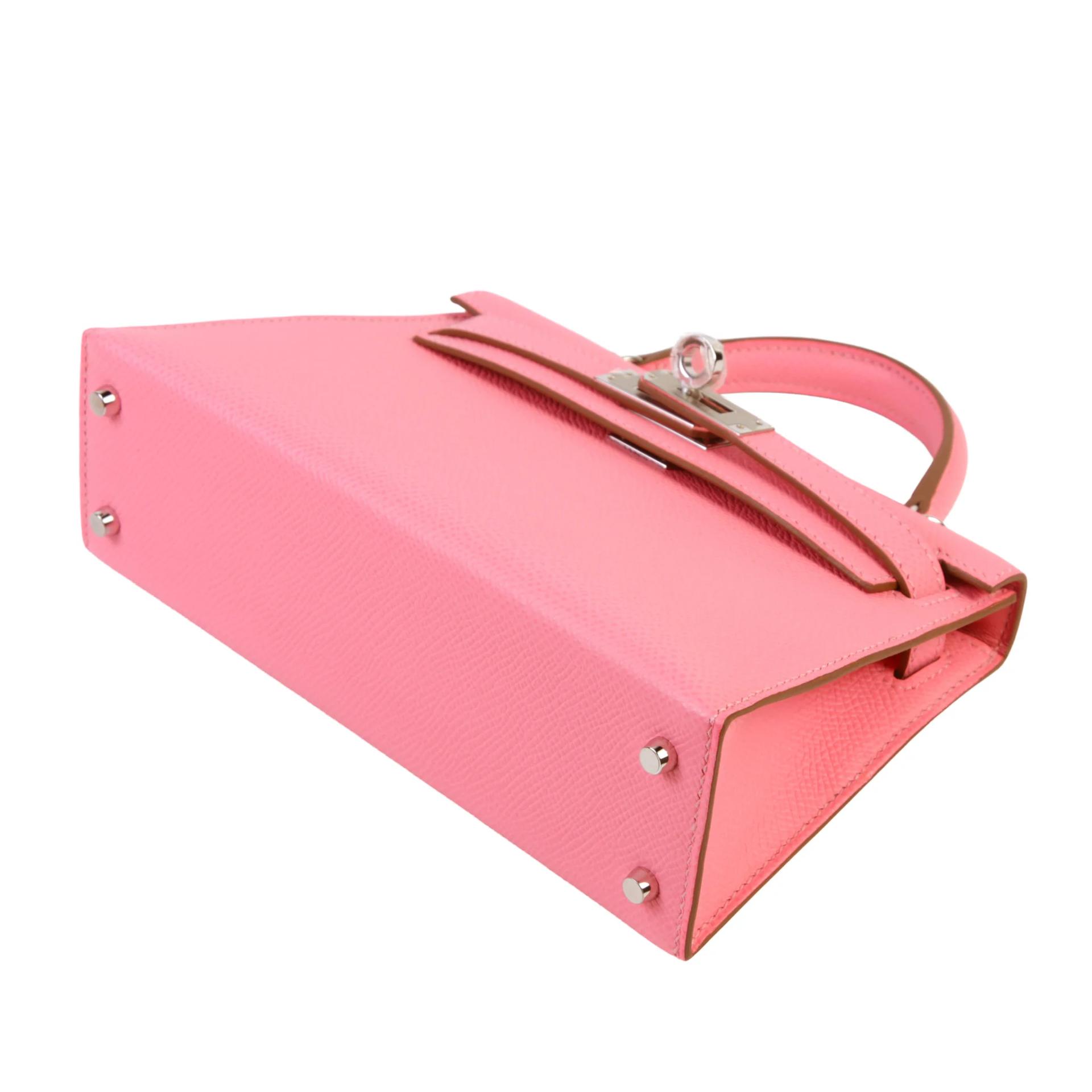 Brand New ( Rank N ) HERMÈS Mini Kelly II Rose Confetti (1Q) Epsom Palladium hardware G (2026) - 5