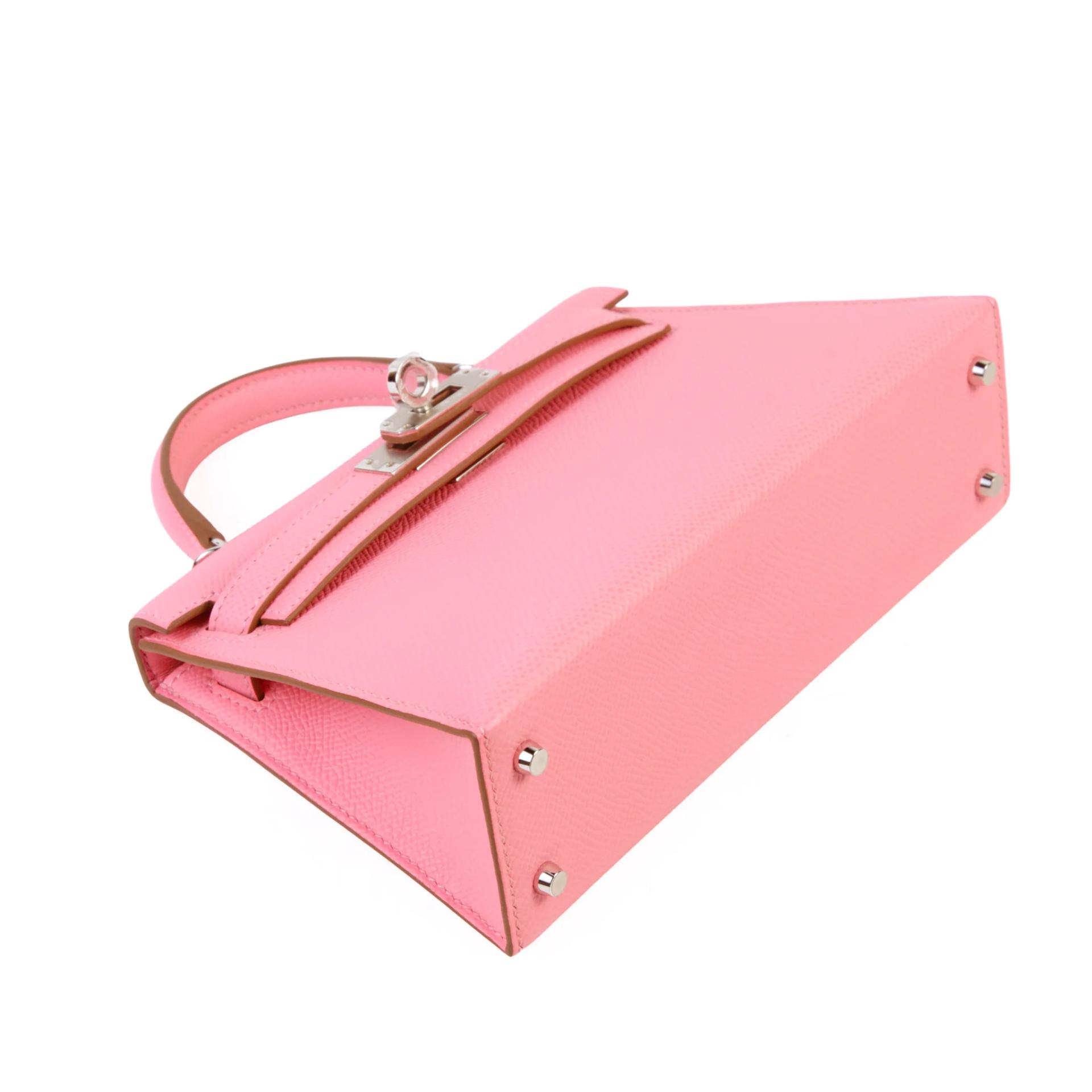 Brand New ( Rank N ) HERMÈS Mini Kelly II Rose Confetti (1Q) Epsom Palladium hardware G (2026) - 4