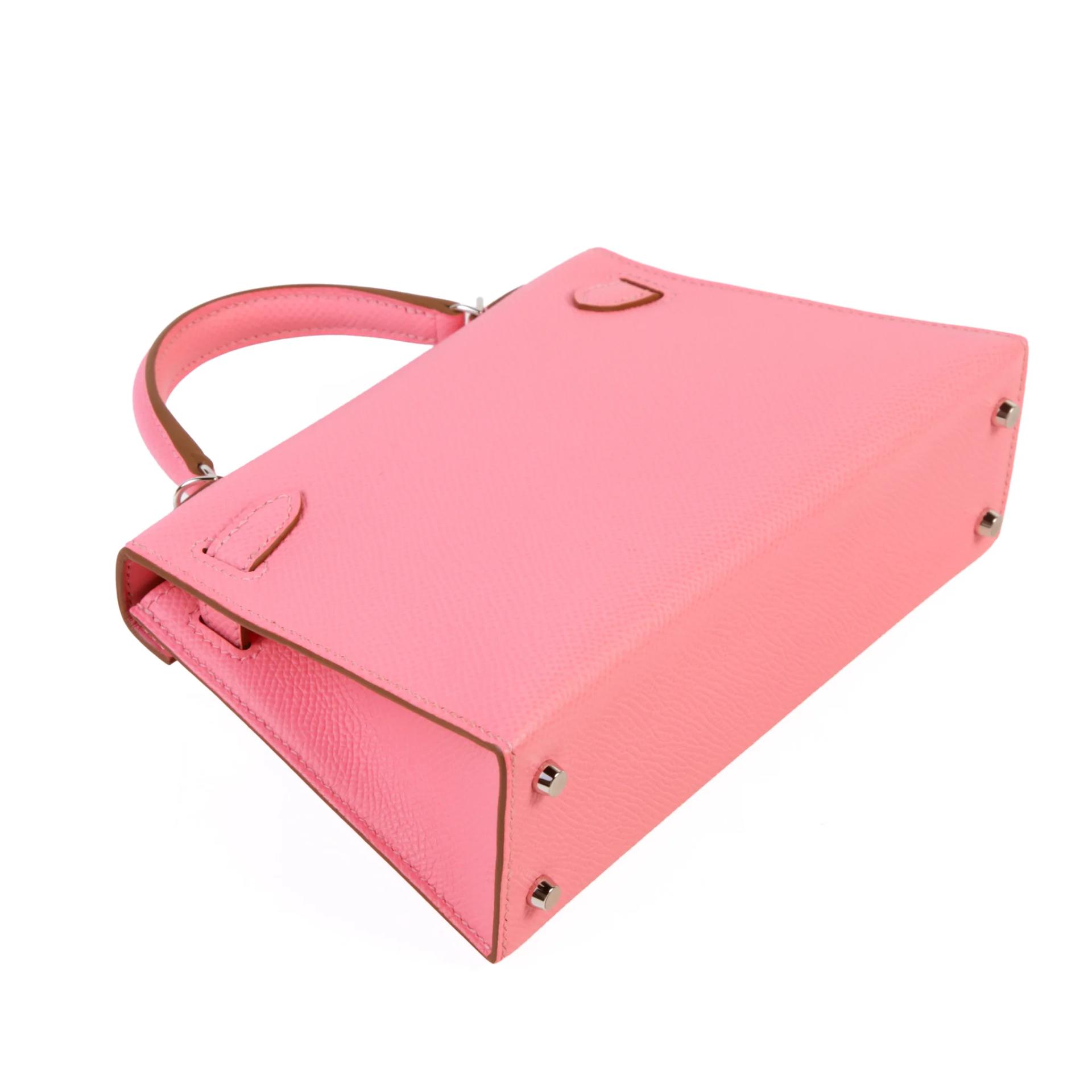 Brand New ( Rank N ) HERMÈS Mini Kelly II Rose Confetti (1Q) Epsom Palladium hardware G (2026) - 6