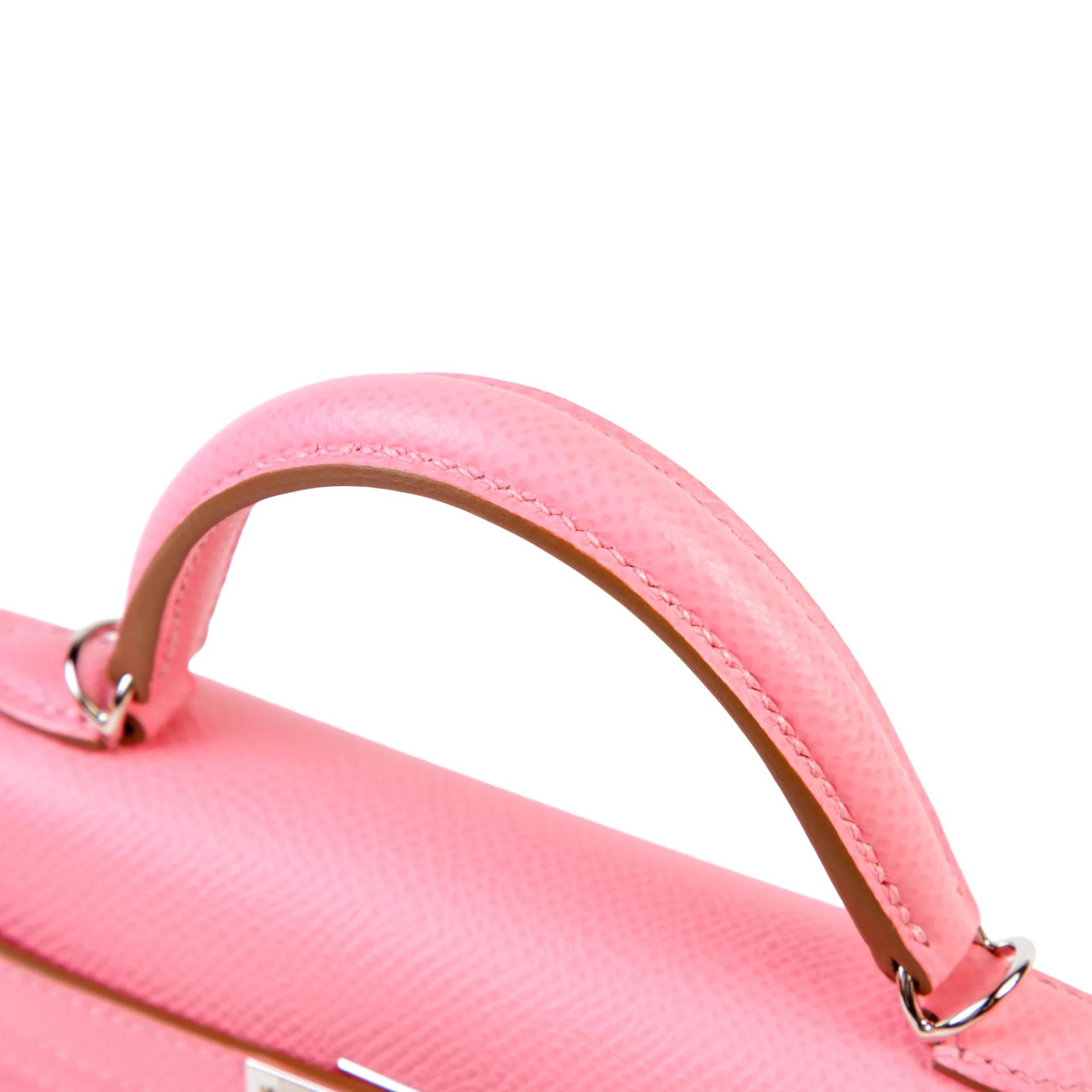 Brand New ( Rank N ) HERMÈS Mini Kelly II Rose Confetti (1Q) Epsom Palladium hardware G (2026) - 3