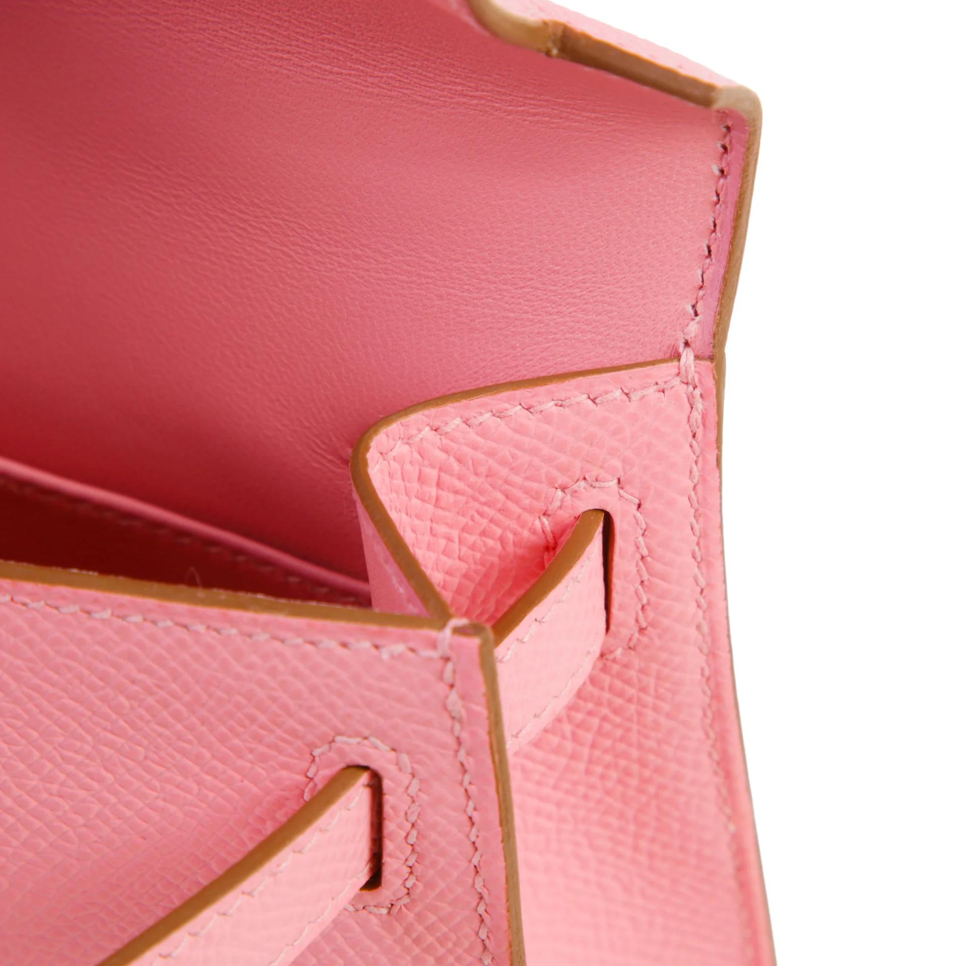 Brand New ( Rank N ) HERMÈS Mini Kelly II Rose Confetti (1Q) Epsom Palladium hardware G (2026) - 11