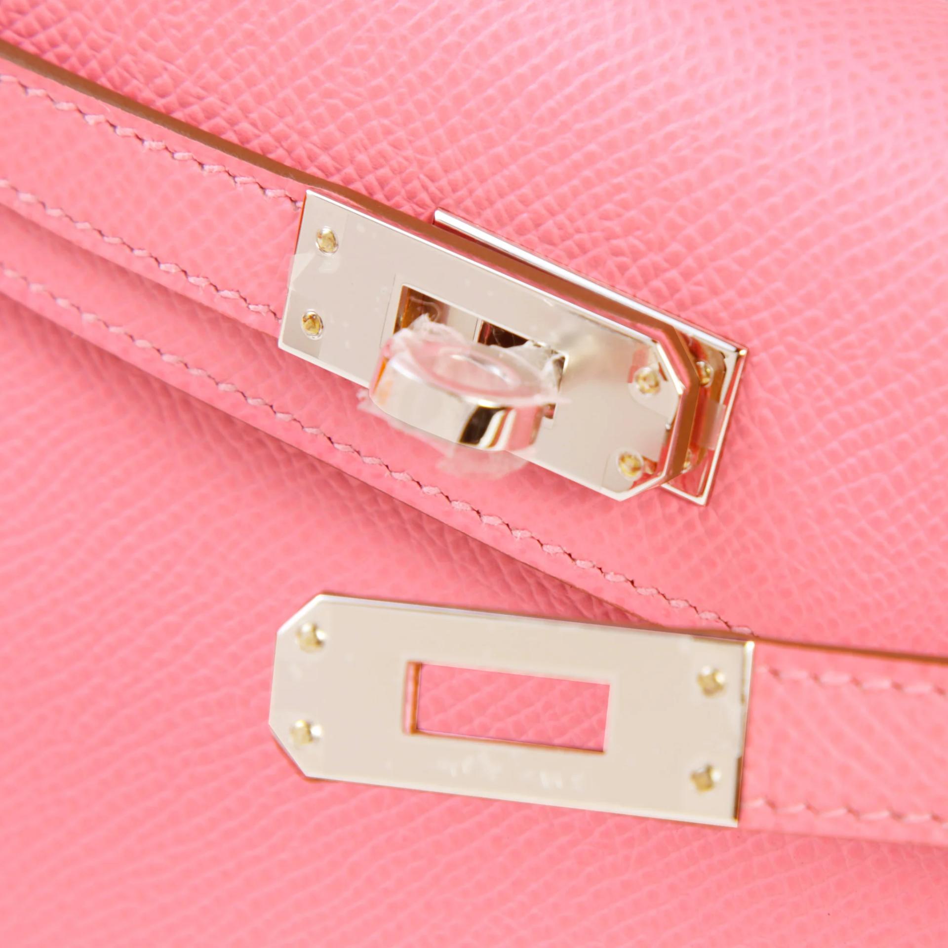 Brand New ( Rank N ) HERMÈS Mini Kelly II Rose Confetti (1Q) Epsom Palladium hardware G (2026) - 8