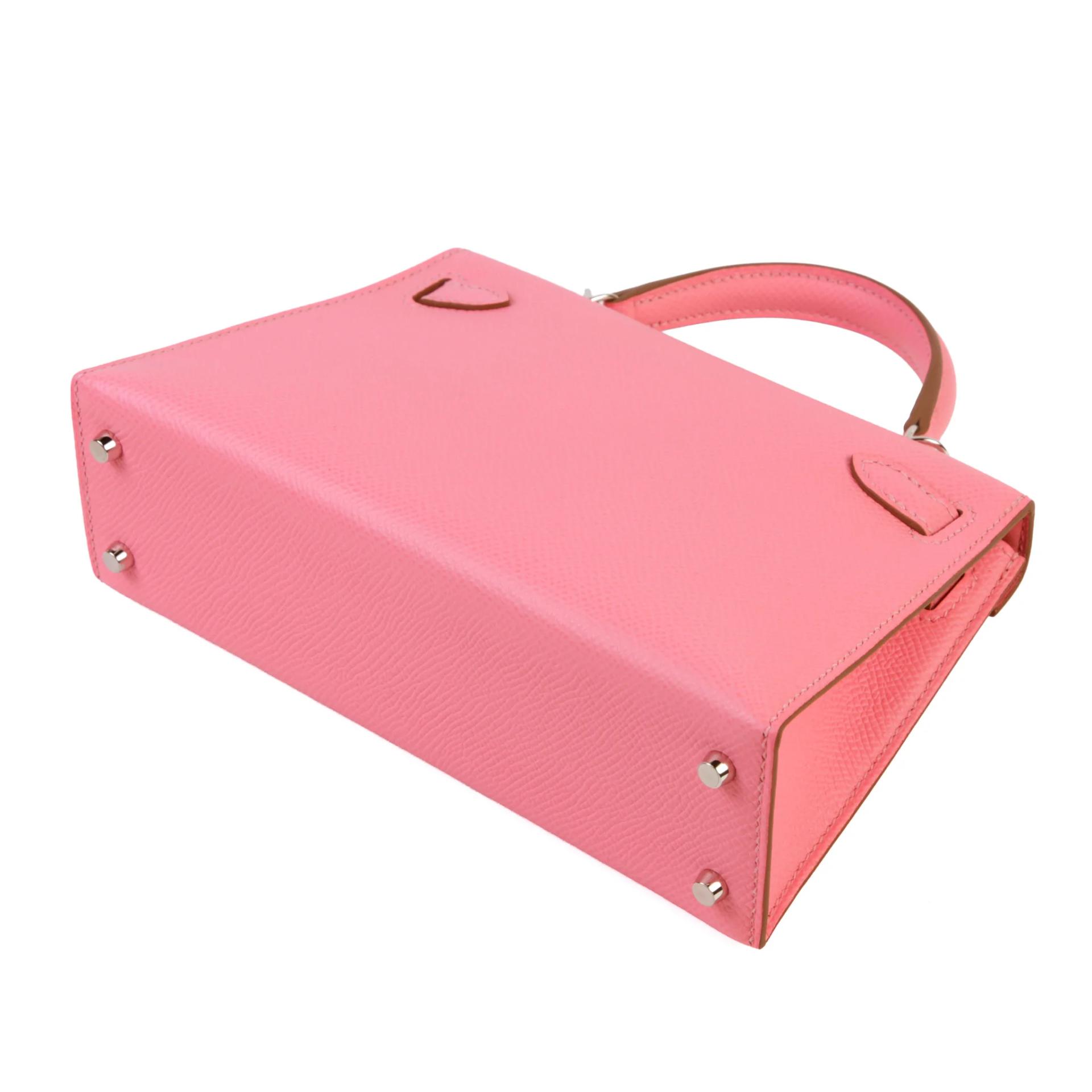 Brand New ( Rank N ) HERMÈS Mini Kelly II Rose Confetti (1Q) Epsom Palladium hardware G (2026) - 7