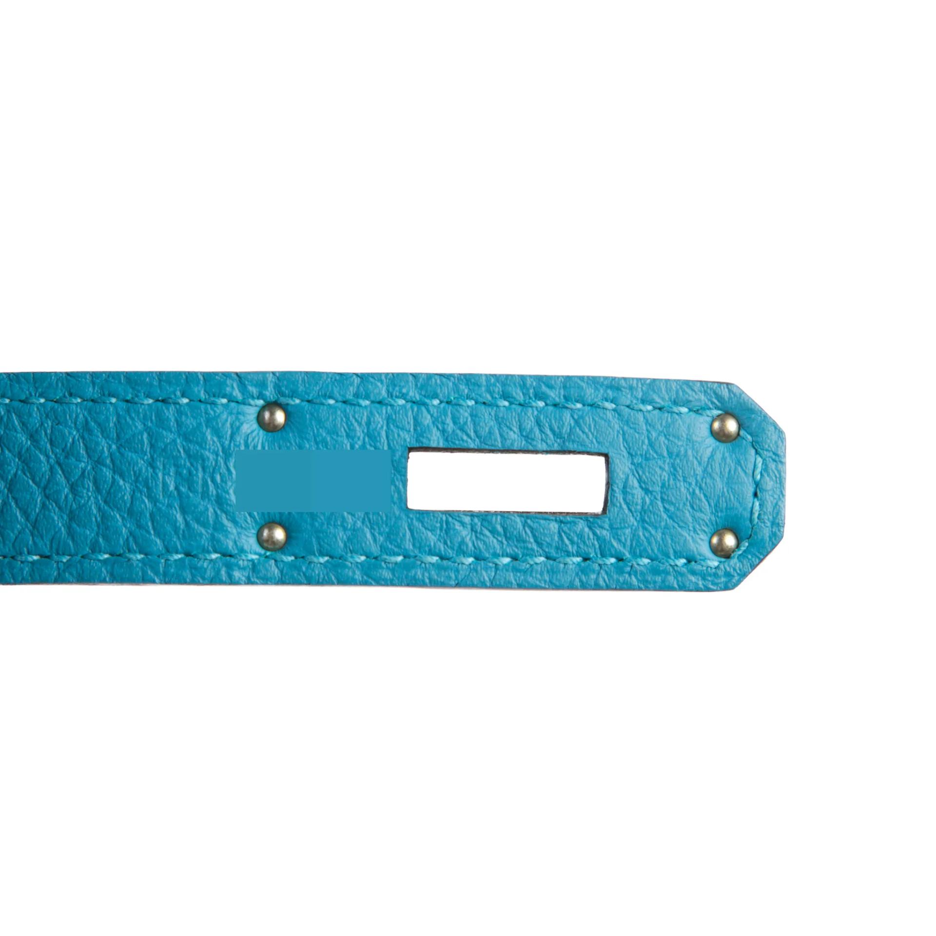 Excellent ( Rank SA ) HERMÈS Birkin 35 Turquoise (7B) Togo Palladium hardware Square R (2014) - 10