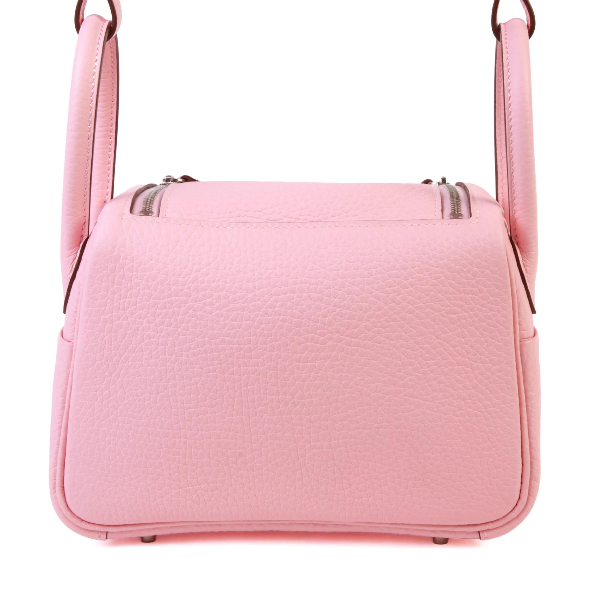Brand New ( Rank N ) HERMÈS Mini Lindy Verso Rose Sakura (3Q) Gris Pale (M4) Clemence Palladium hardware G (2026) - 2