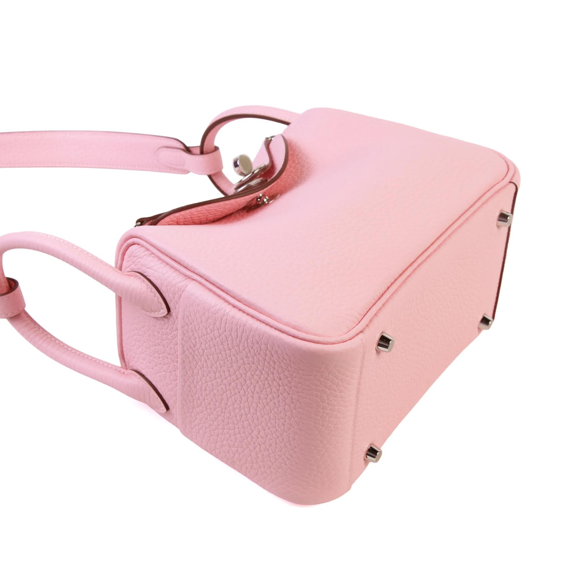 Brand New ( Rank N ) HERMÈS Mini Lindy Verso Rose Sakura (3Q) Gris Pale (M4) Clemence Palladium hardware G (2026) - 4