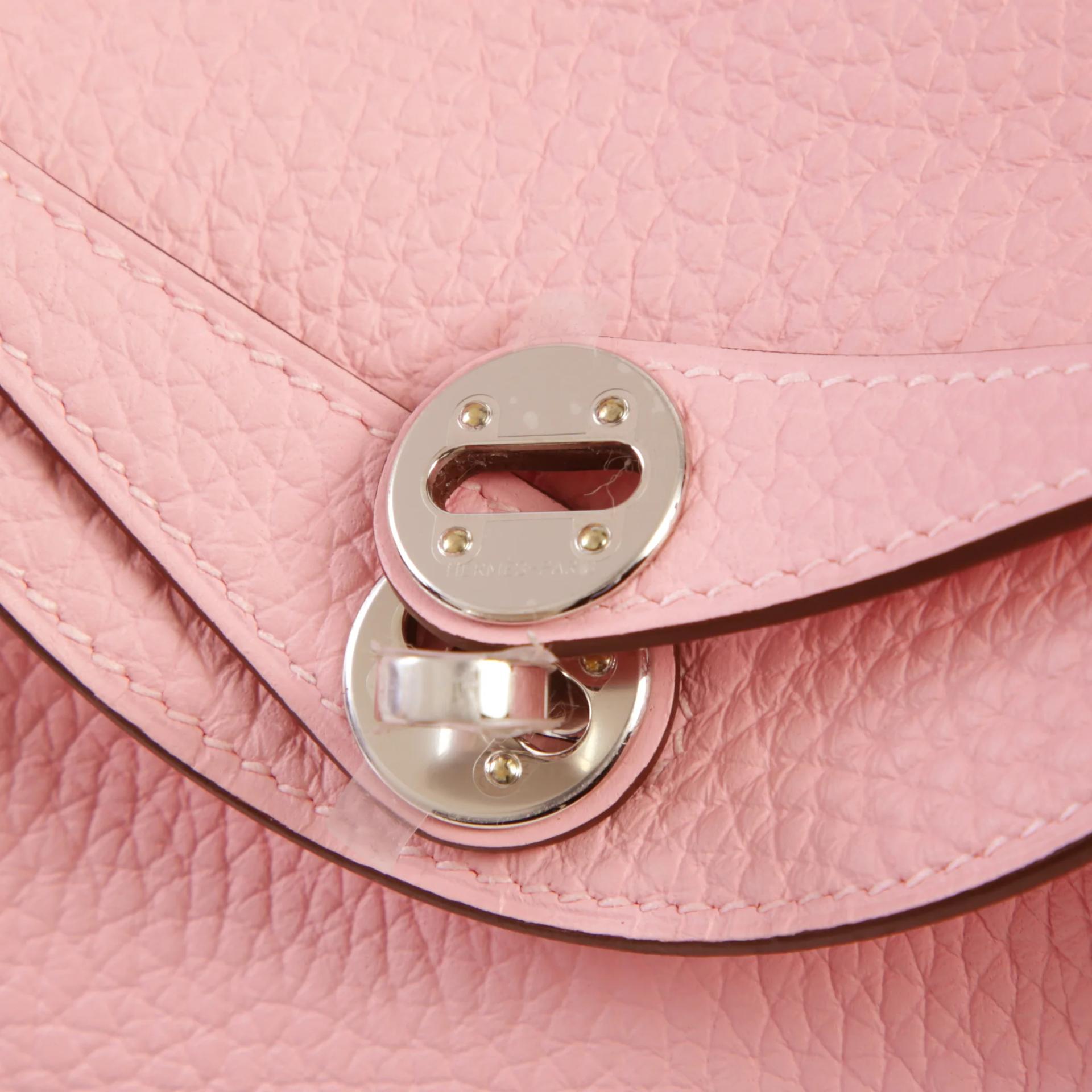 Brand New ( Rank N ) HERMÈS Mini Lindy Verso Rose Sakura (3Q) Gris Pale (M4) Clemence Palladium hardware G (2026) - 8
