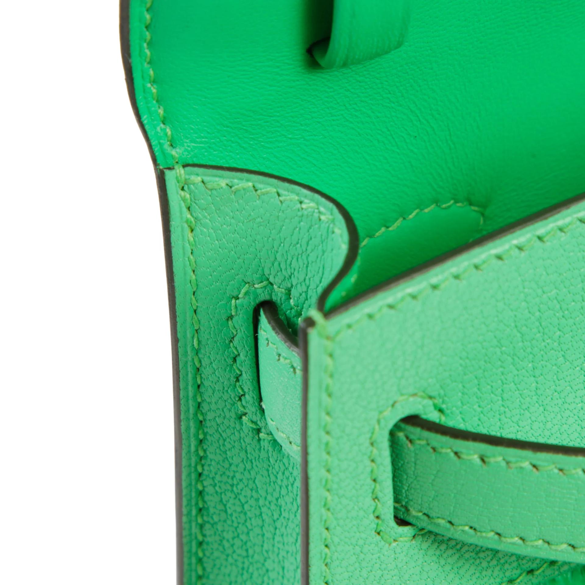 Excellent ( Rank SA ) HERMÈS Limited Edition Kelly Elan Vert Comics (0Z) Chevre Ostrich feather Palladium hardware B (2023) - 6