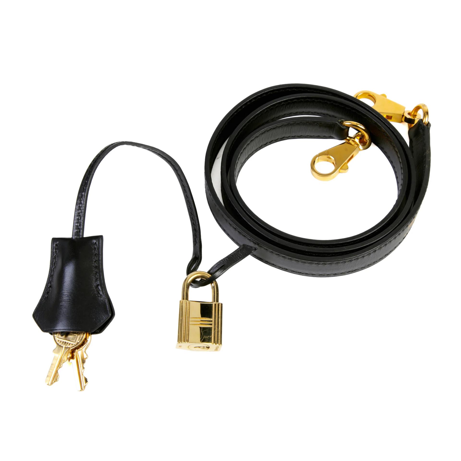 Good ( Rank AB) HERMÈS Kelly 32 Sellier Noir (89) Box-calf Gold hardware Square F (2002) - 14