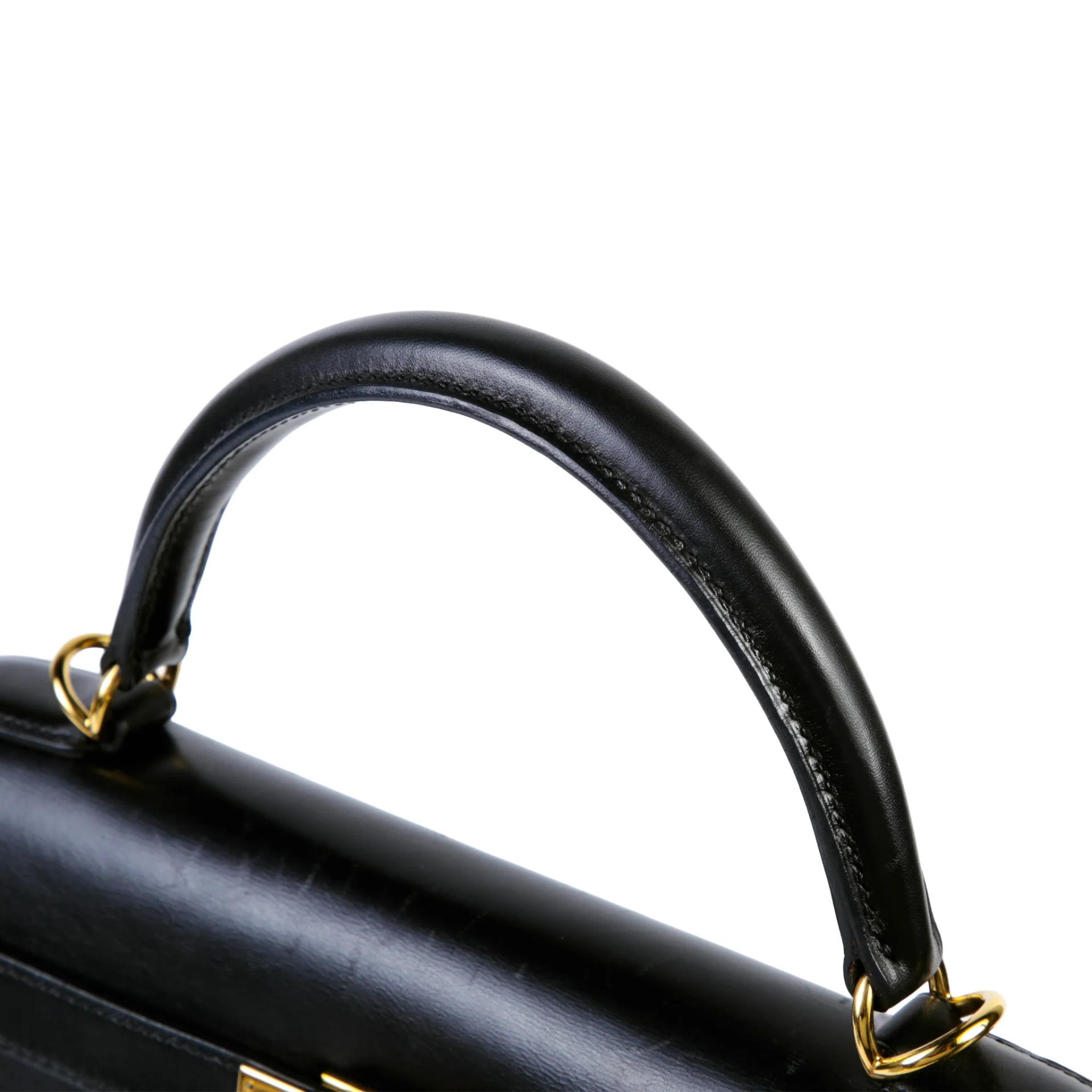 Good ( Rank AB) HERMÈS Kelly 32 Sellier Noir (89) Box-calf Gold hardware Square F (2002) - 3