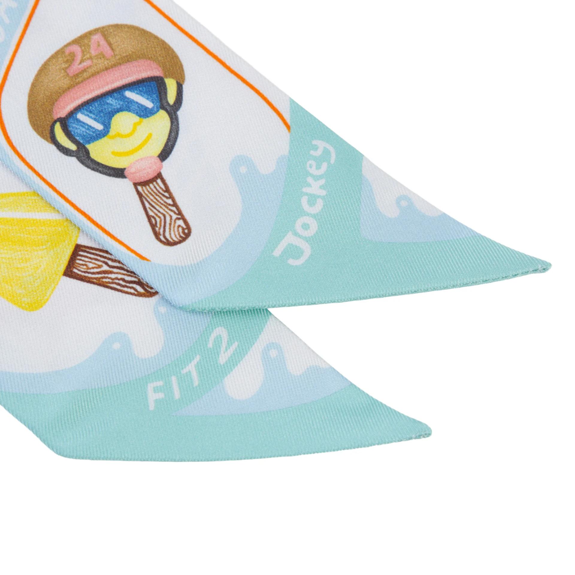 Unused ( Rank NS ) HERMÈS Twilly Funny Ice Cream Blue White Silk - 3