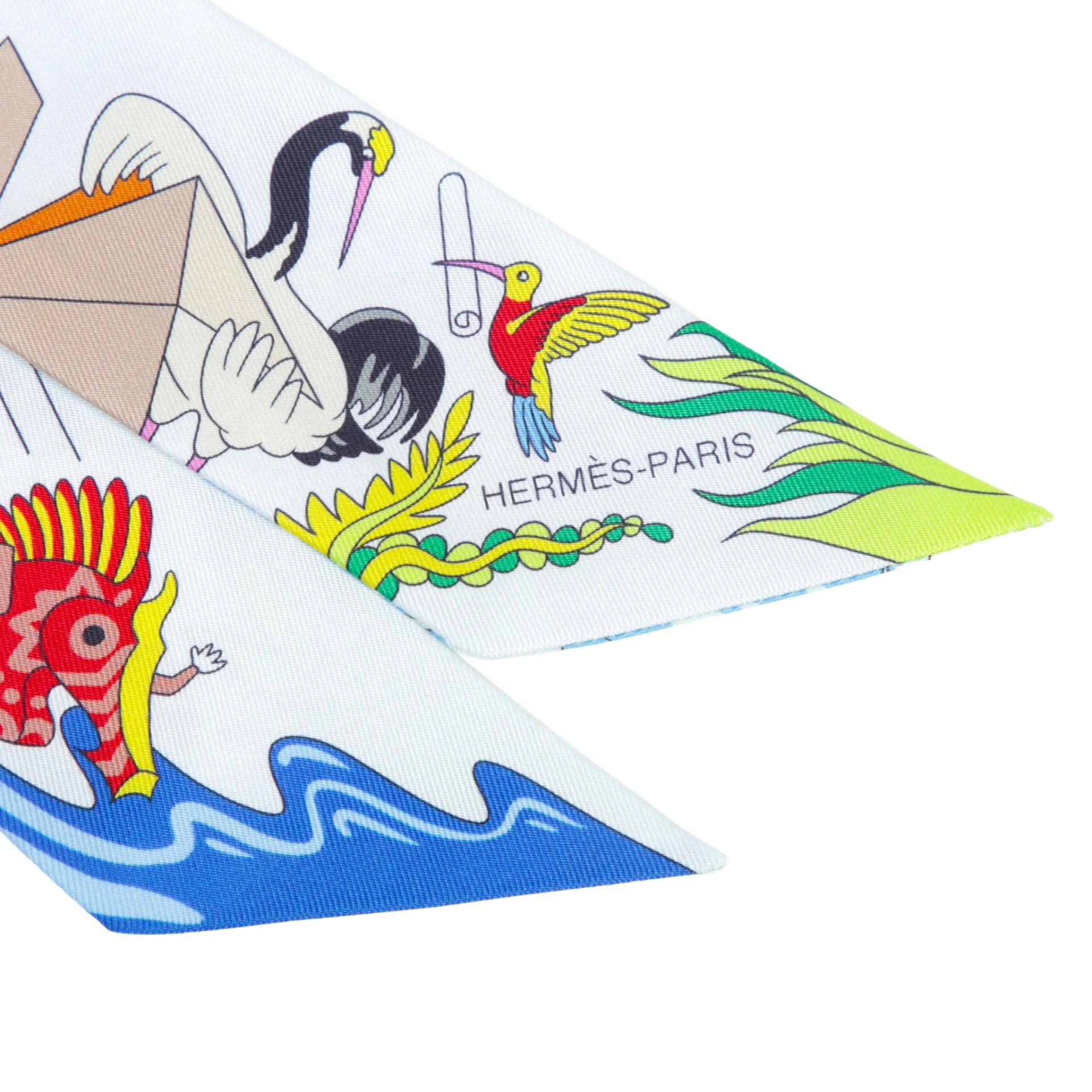 Unused ( Rank NS ) HERMÈS Twilly Academia Hippica Multi-color White Silk - 3