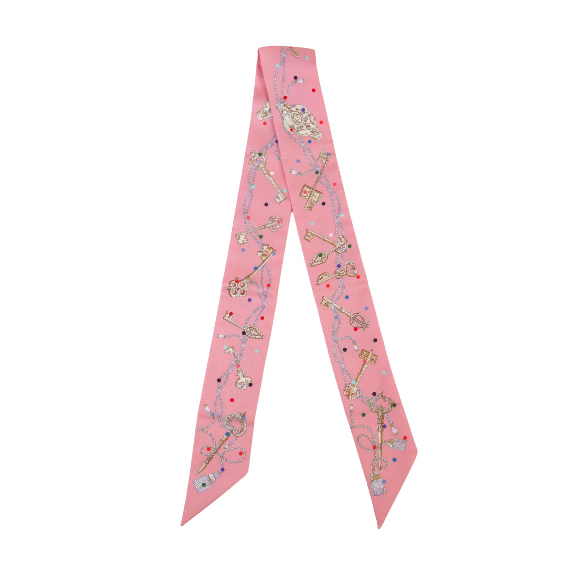 Unused ( Rank NS ) HERMÈS Twilly Les Cles a Poi’s Pink Silk - 2