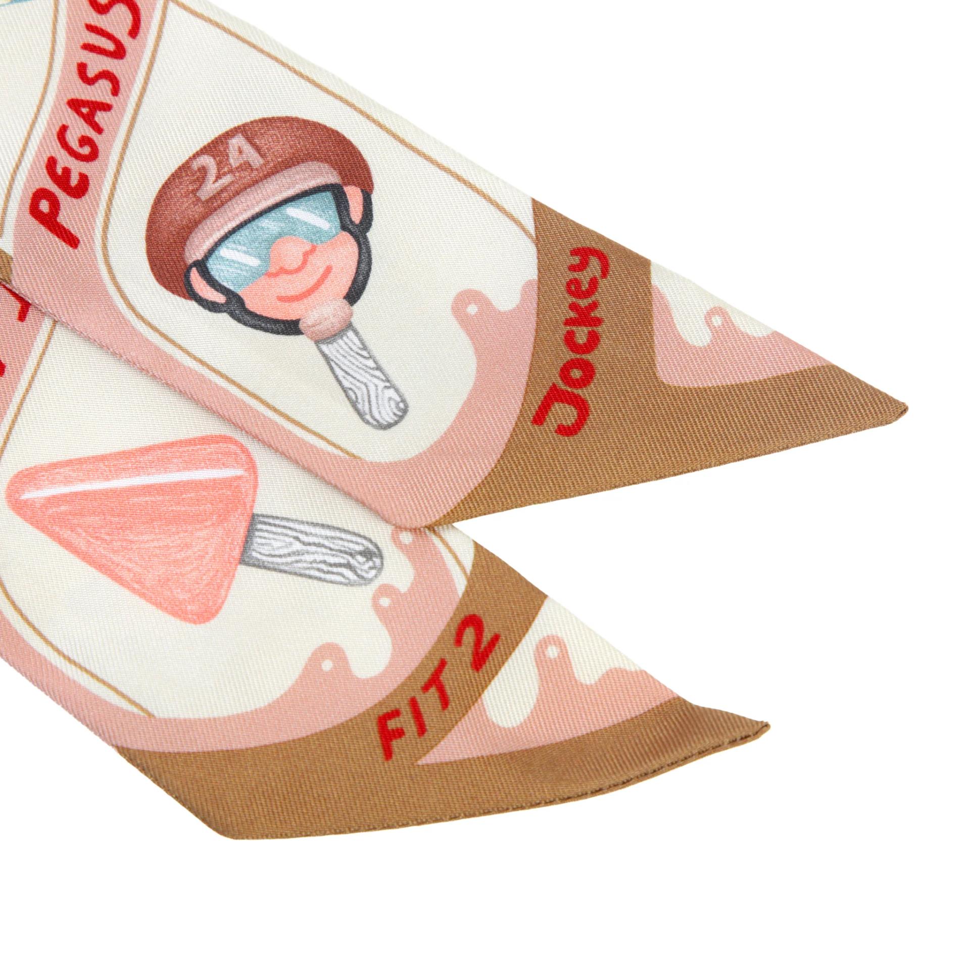 Unused ( Rank NS ) HERMÈS Twilly Funny Ice Cream Multi-color Ivory Silk - 3