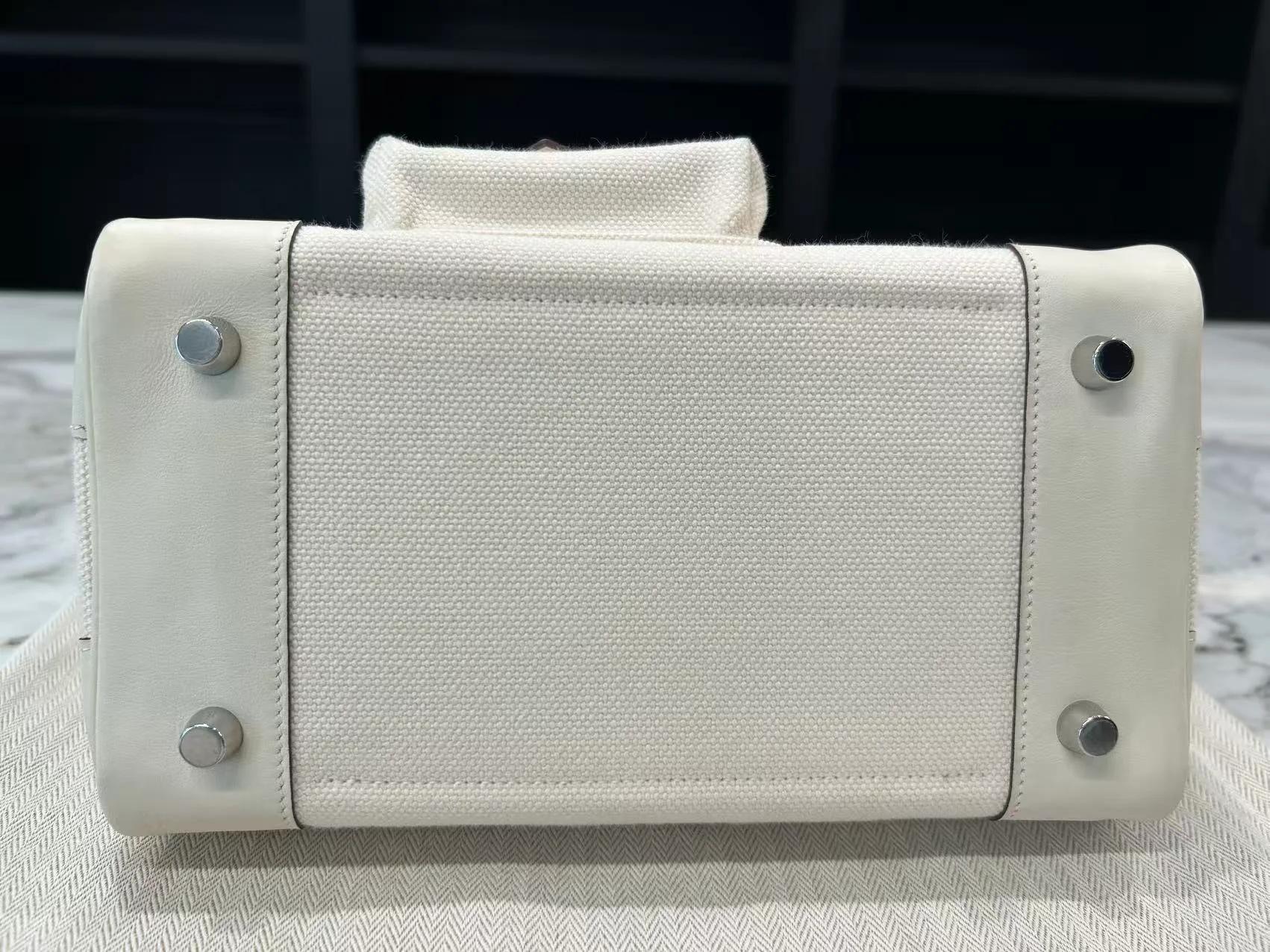Unused ( Rank NS ) HERMÈS Limited Edition Birkin Cargo 25 Nata (I2) Canvas Swift Palladium hardware Z (2021) - 9