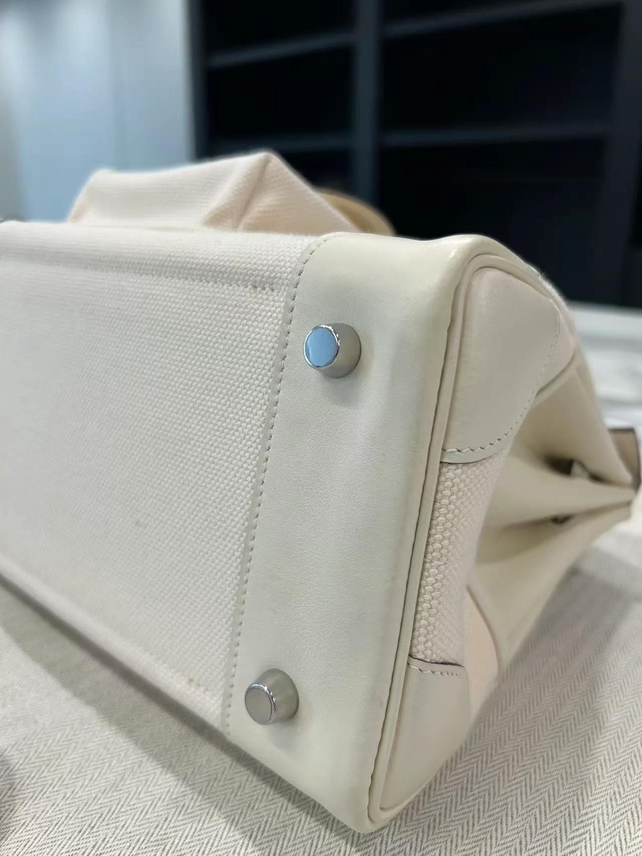 Unused ( Rank NS ) HERMÈS Limited Edition Birkin Cargo 25 Nata (I2) Canvas Swift Palladium hardware Z (2021) - 6