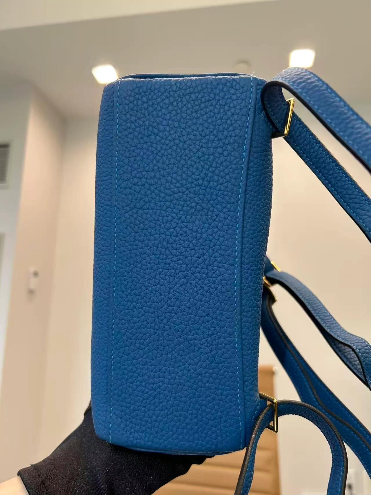 A美品 HERMÈS 爱马仕 Kelly Ado PM 小号 0F 弗里达蓝 Bleu Frida Togo小牛皮 金扣 D刻 2019年 - 7