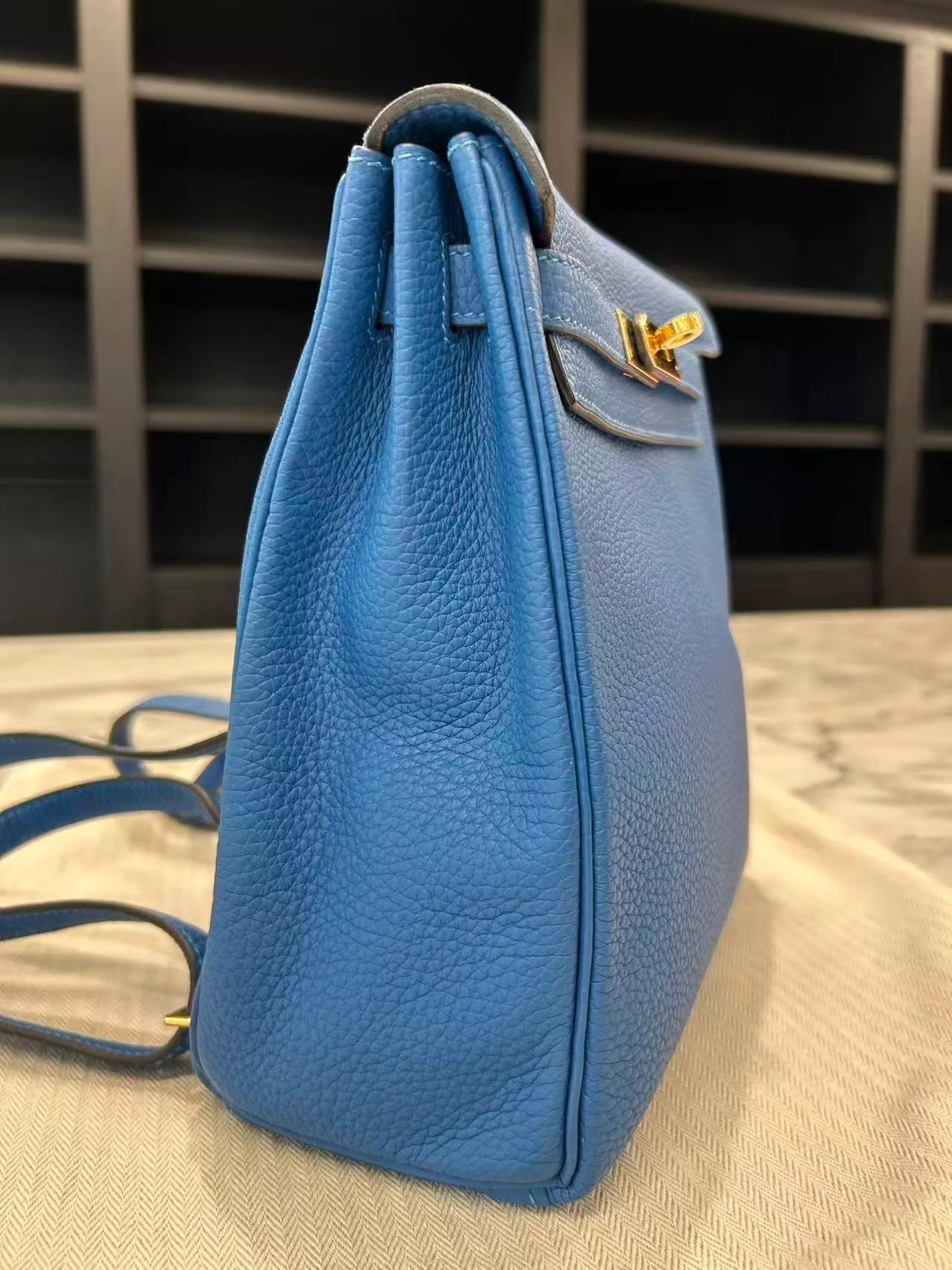 A美品 HERMÈS 爱马仕 Kelly Ado PM 小号 0F 弗里达蓝 Bleu Frida Togo小牛皮 金扣 D刻 2019年 - 3