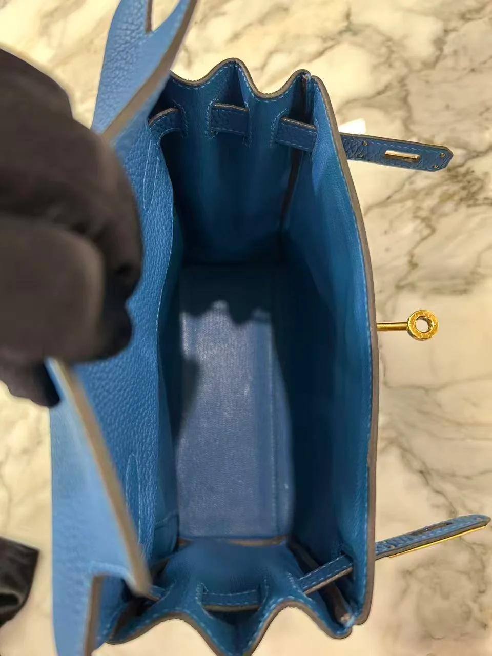 A美品 HERMÈS 爱马仕 Kelly Ado PM 小号 0F 弗里达蓝 Bleu Frida Togo小牛皮 金扣 D刻 2019年 - 8