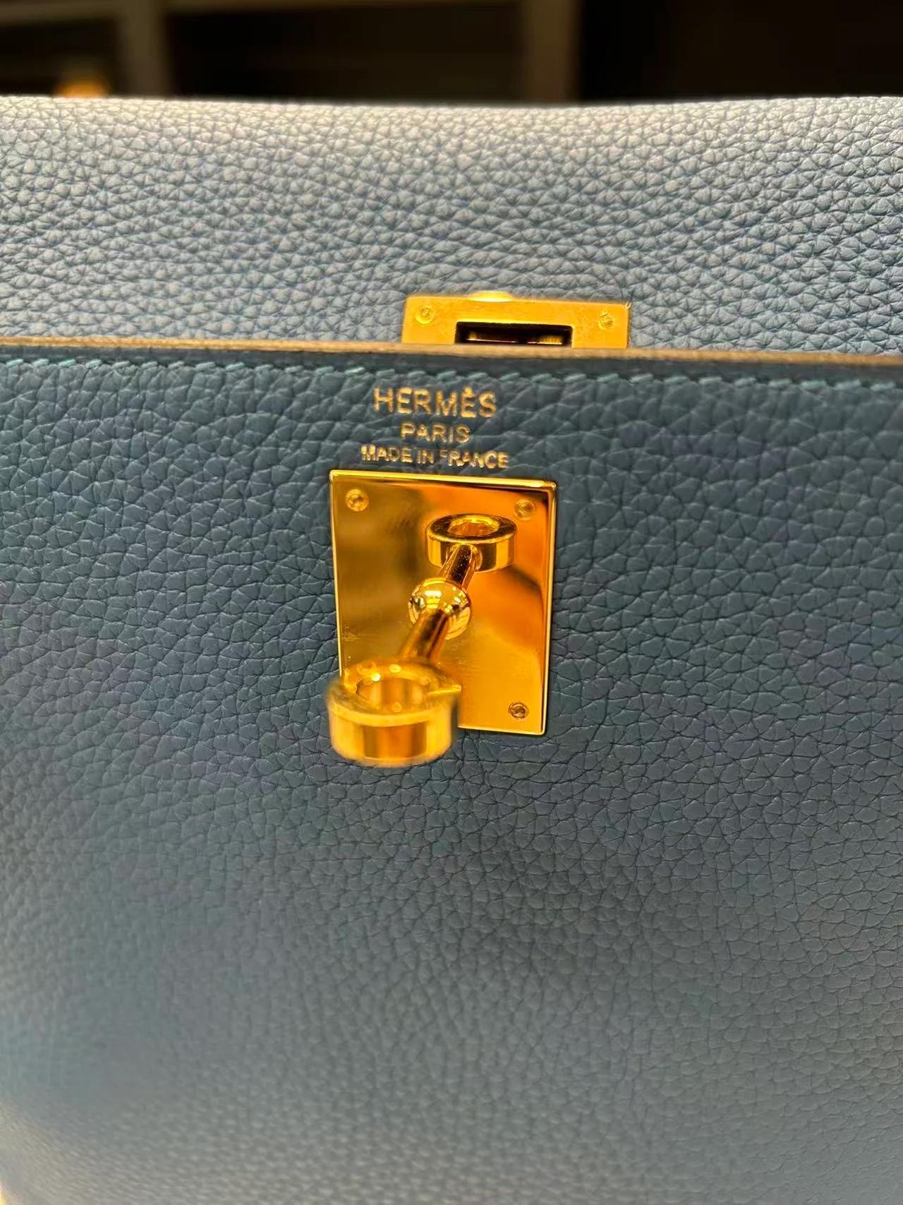 A美品 HERMÈS 爱马仕 Kelly Ado PM 小号 0F 弗里达蓝 Bleu Frida Togo小牛皮 金扣 D刻 2019年 - 5