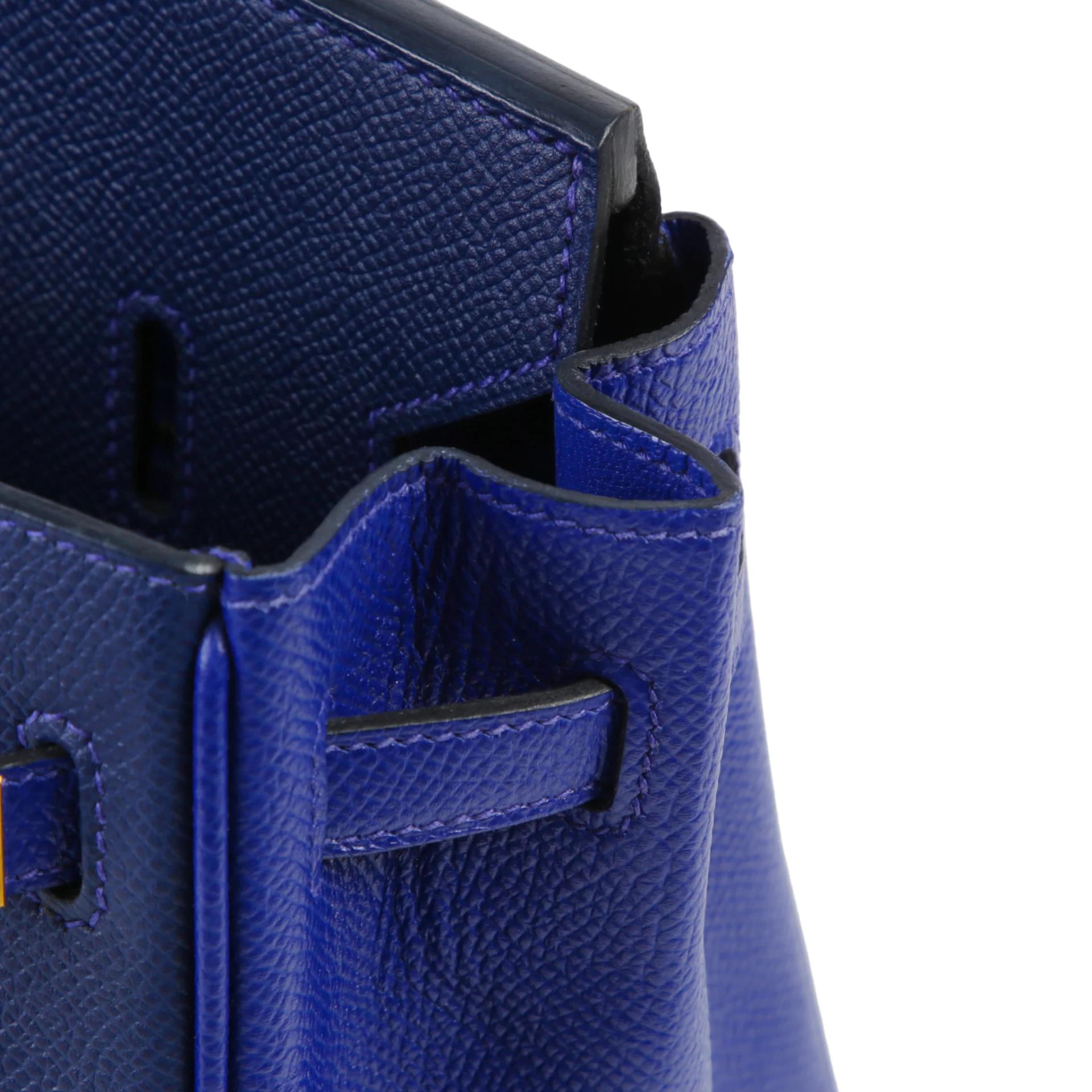 ランク A HERMÈS エルメス スペシャルオーダー バーキン25 HSS ブルーサフィール (73) ブルーエレクトリック (7T) エプソン マットゴールド金具 X刻印 (2016) - 11